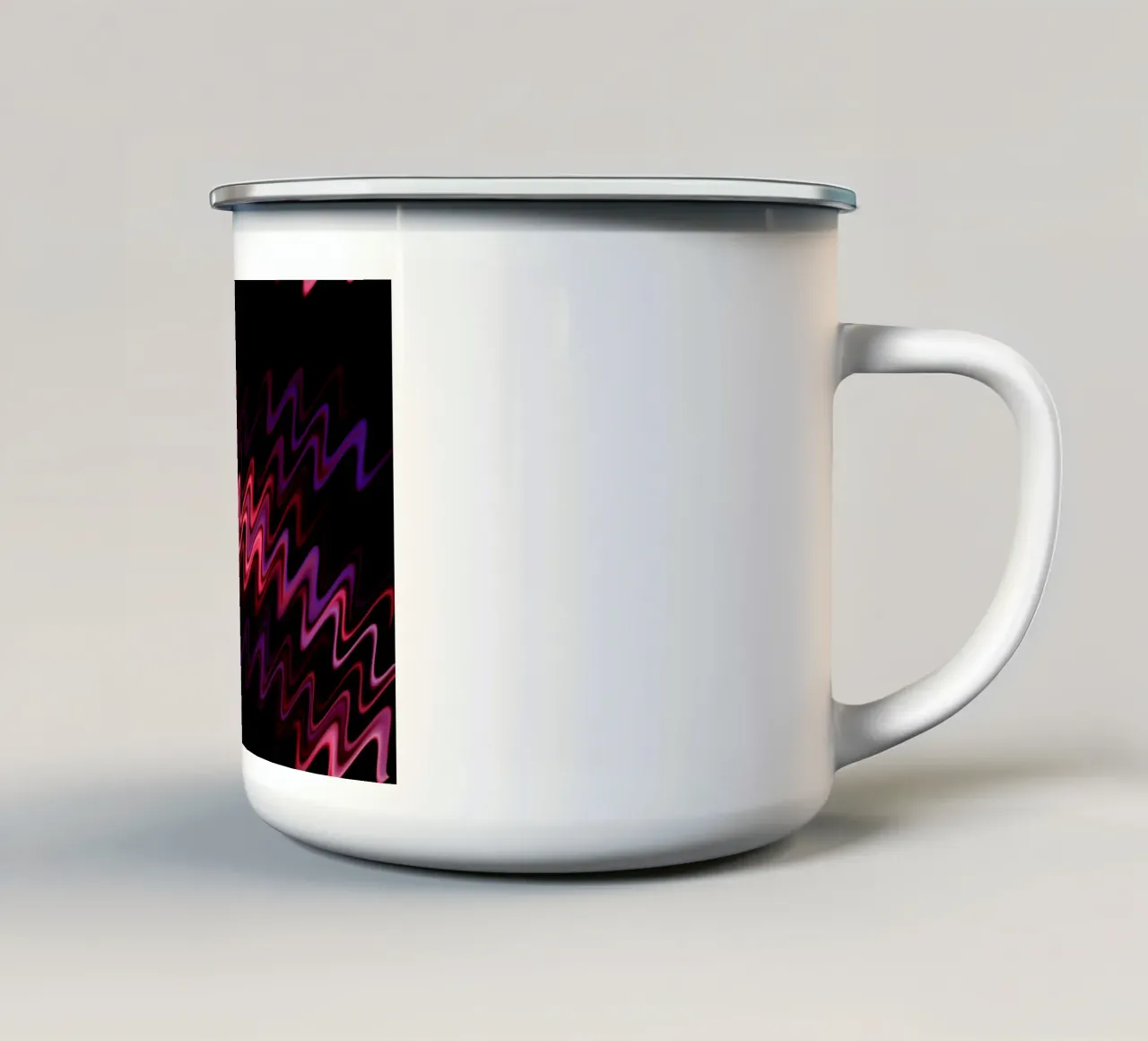 Des vagues abstraites et un motif dynamique en rose et violet mug en émail de Something for you