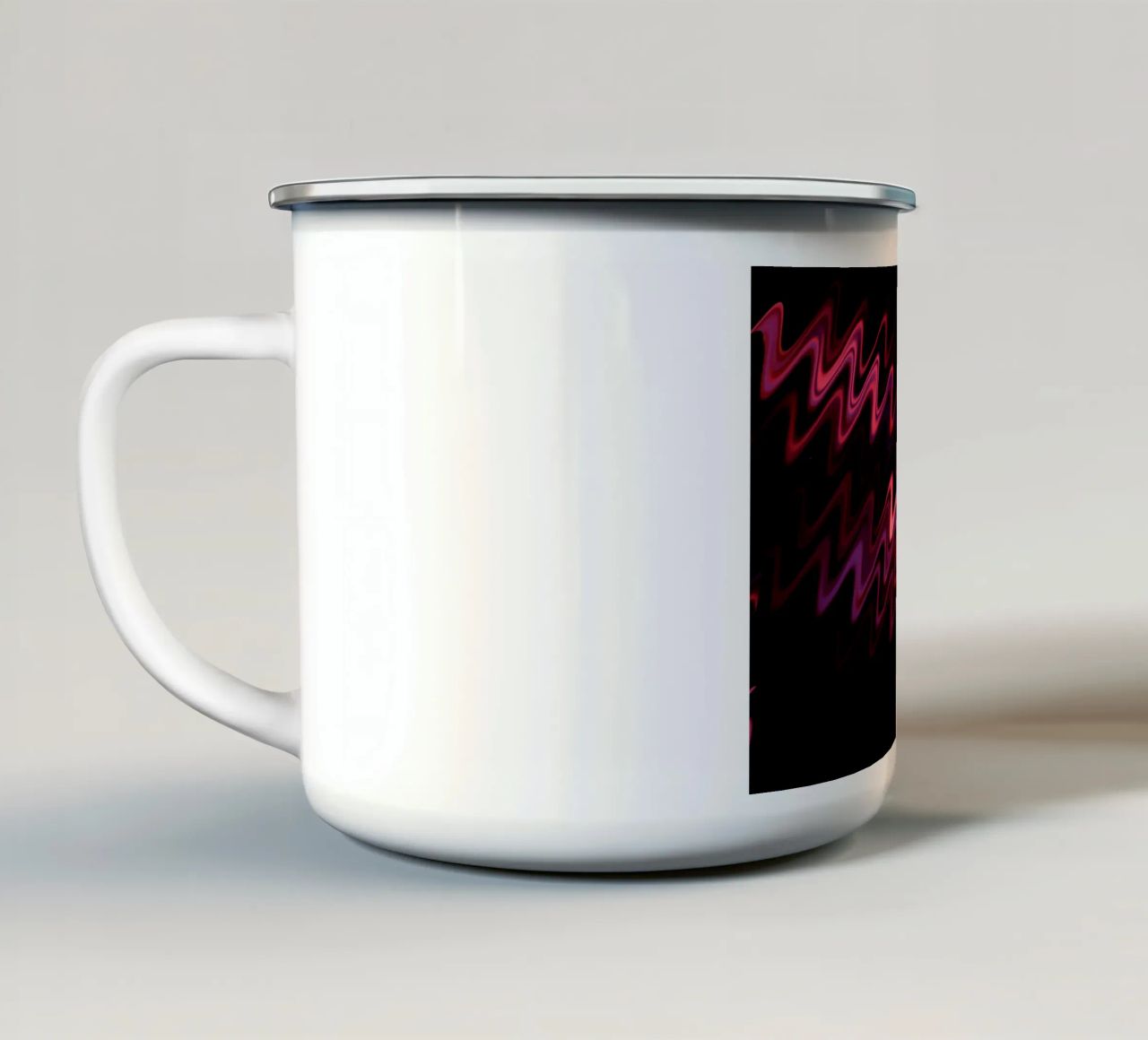 Abstract waves and a dynamic pattern in pink and purple enamel mug by Something for you