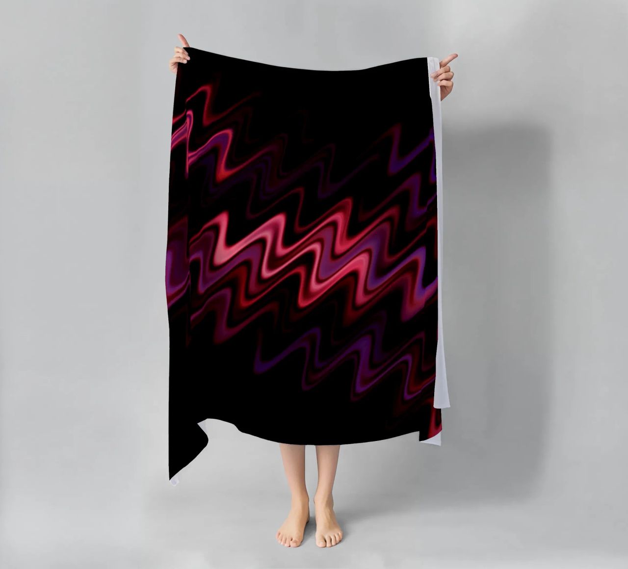 Abstract waves and a dynamic pattern in pink and purple beach towel by Something for you