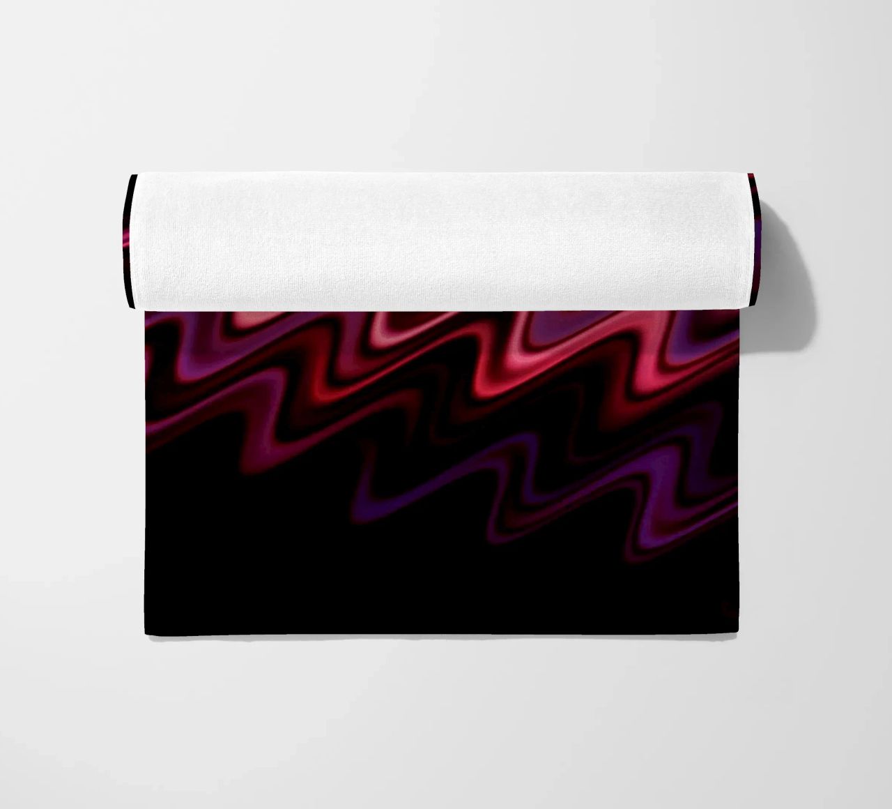 Abstract waves and a dynamic pattern in pink and purple beach towel by Something for you
