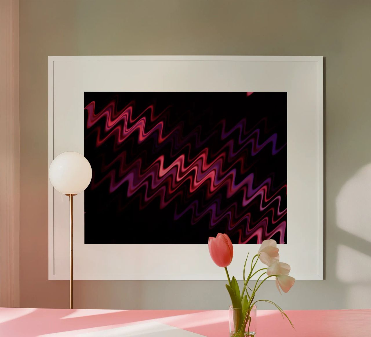 Abstract waves and a dynamic pattern in pink and purple hahnemühle by Something for you