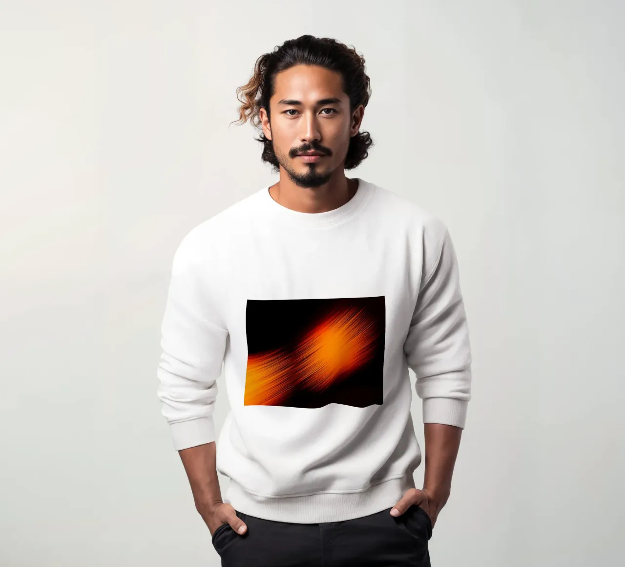 Abstrakte dynamische Linien in Orange und Rot felpa da Something for you