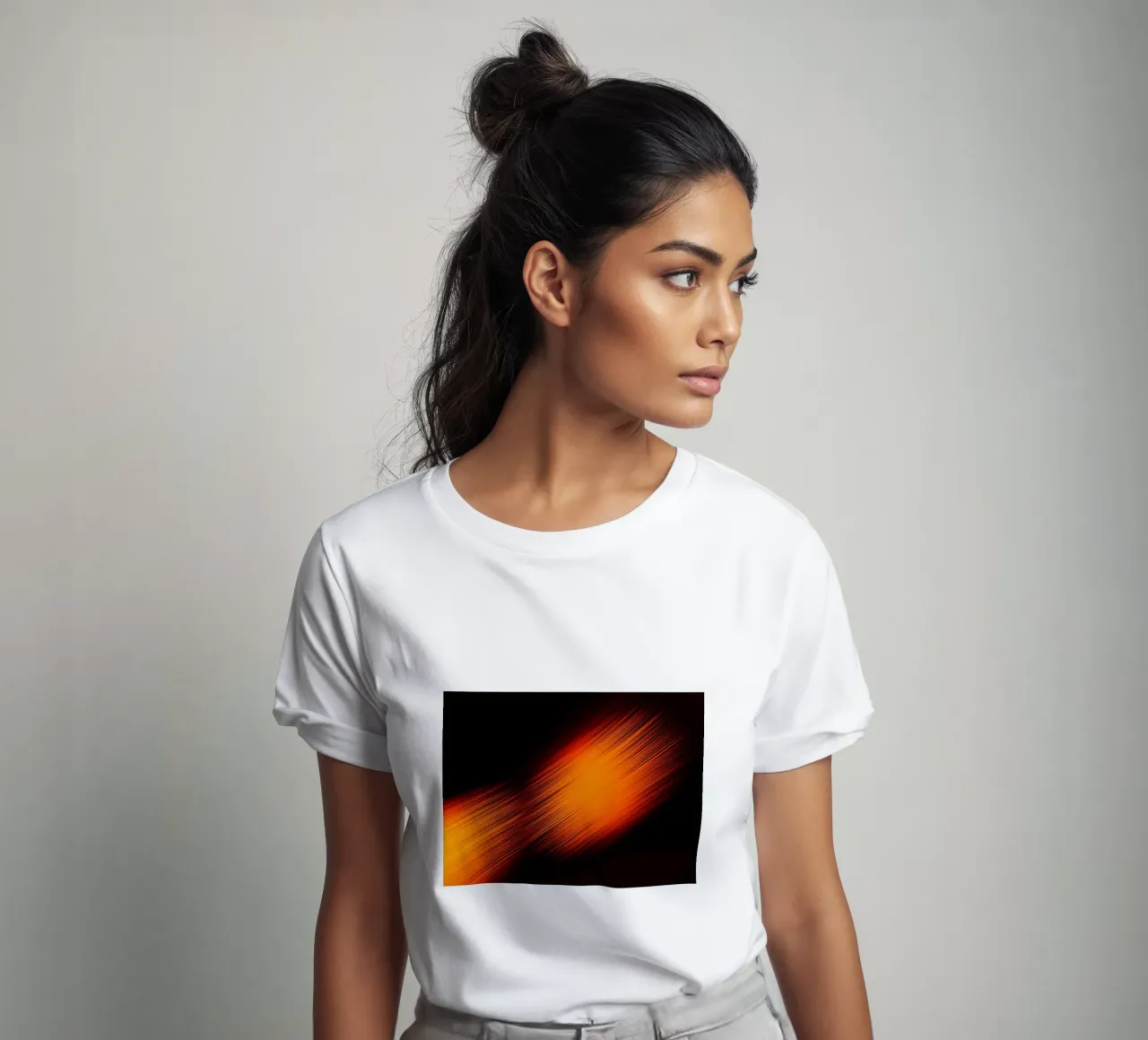 Abstrakte dynamische Linien in Orange und Rot t-shirt da Something for you