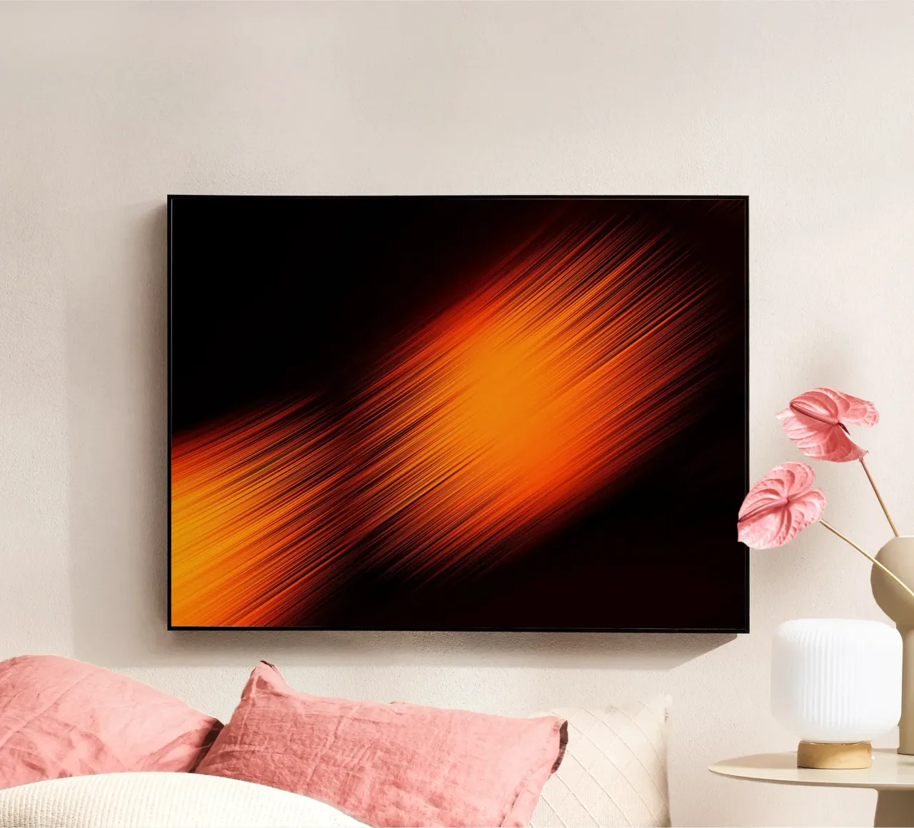 Abstrakte dynamische Linien in Orange und Rot plexiglass da Something for you