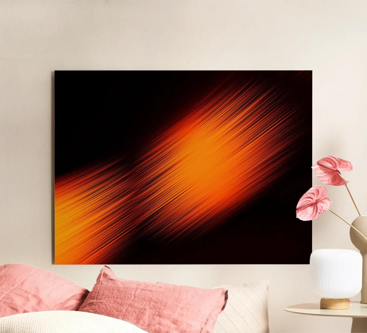 Abstrakte dynamische Linien in Orange und Rot alluminio dibond da Something for you