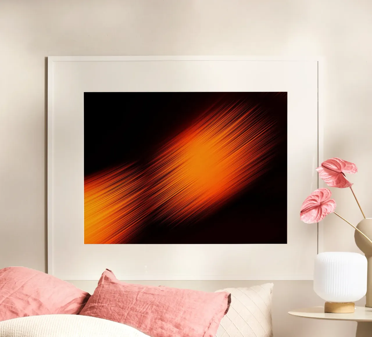 Abstrakte dynamische Linien in Orange und Rot hahnemühle de Something for you