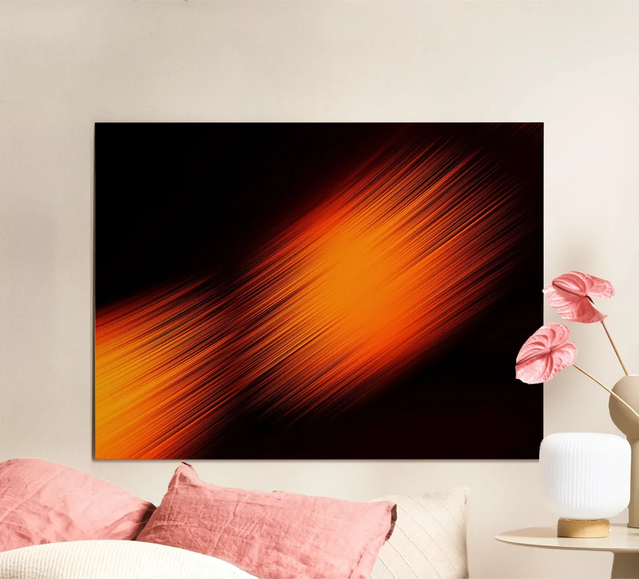 Abstrakte dynamische Linien in Orange und Rot hahnemühle de Something for you