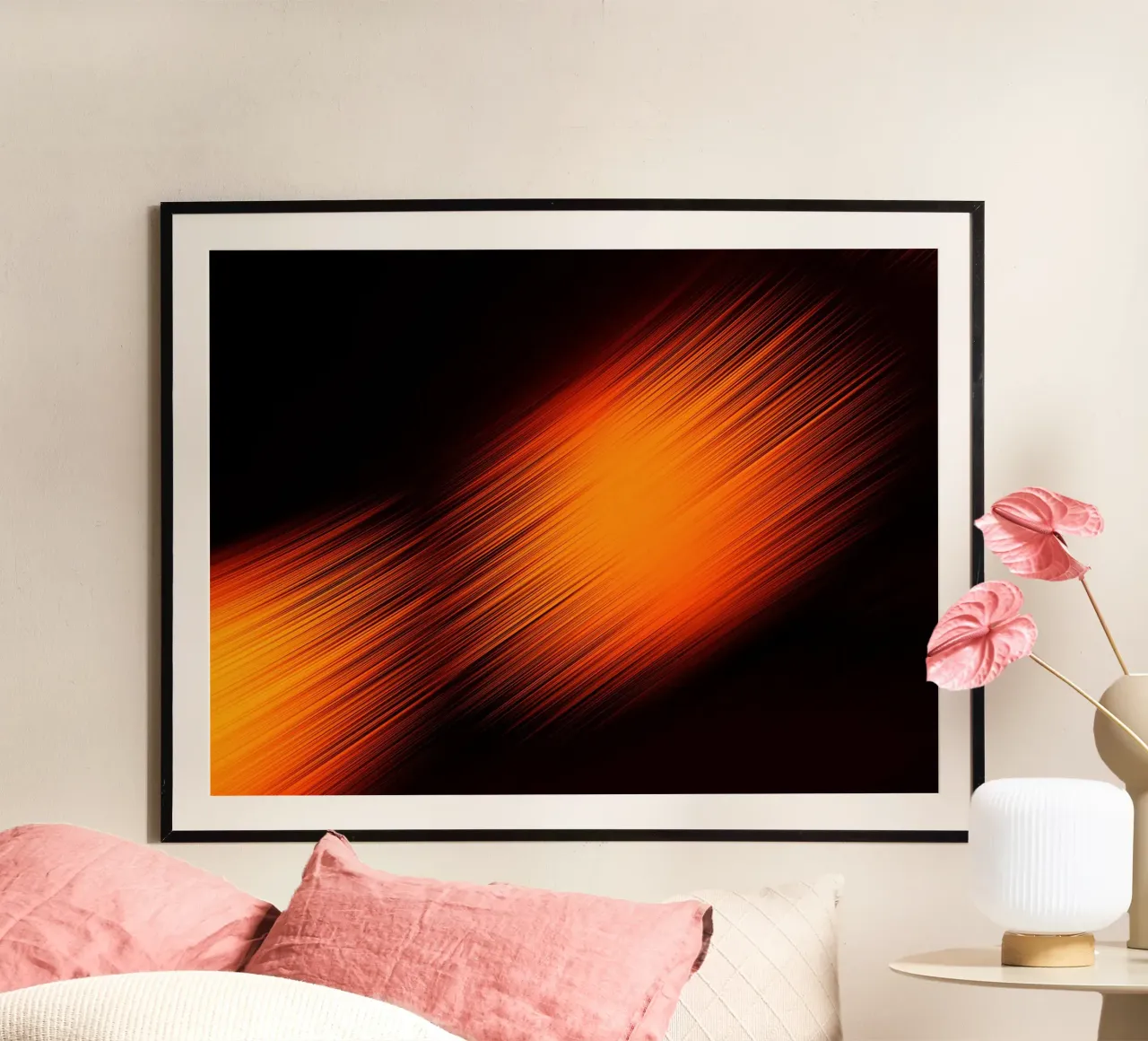 Abstrakte dynamische Linien in Orange und Rot hahnemühle de Something for you