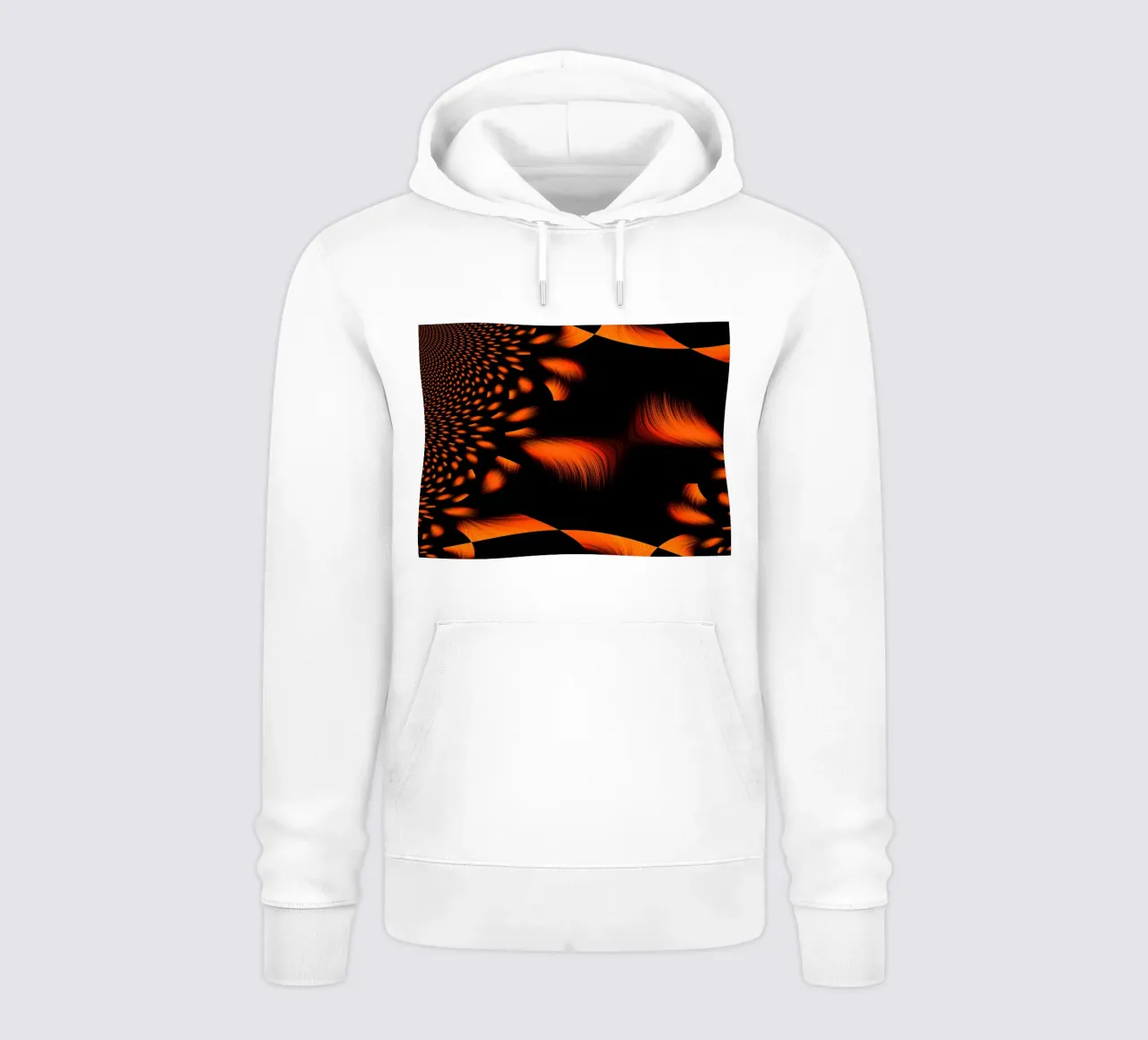 Abstract dynamic fractal pattern orange and black hoodie by Something for you