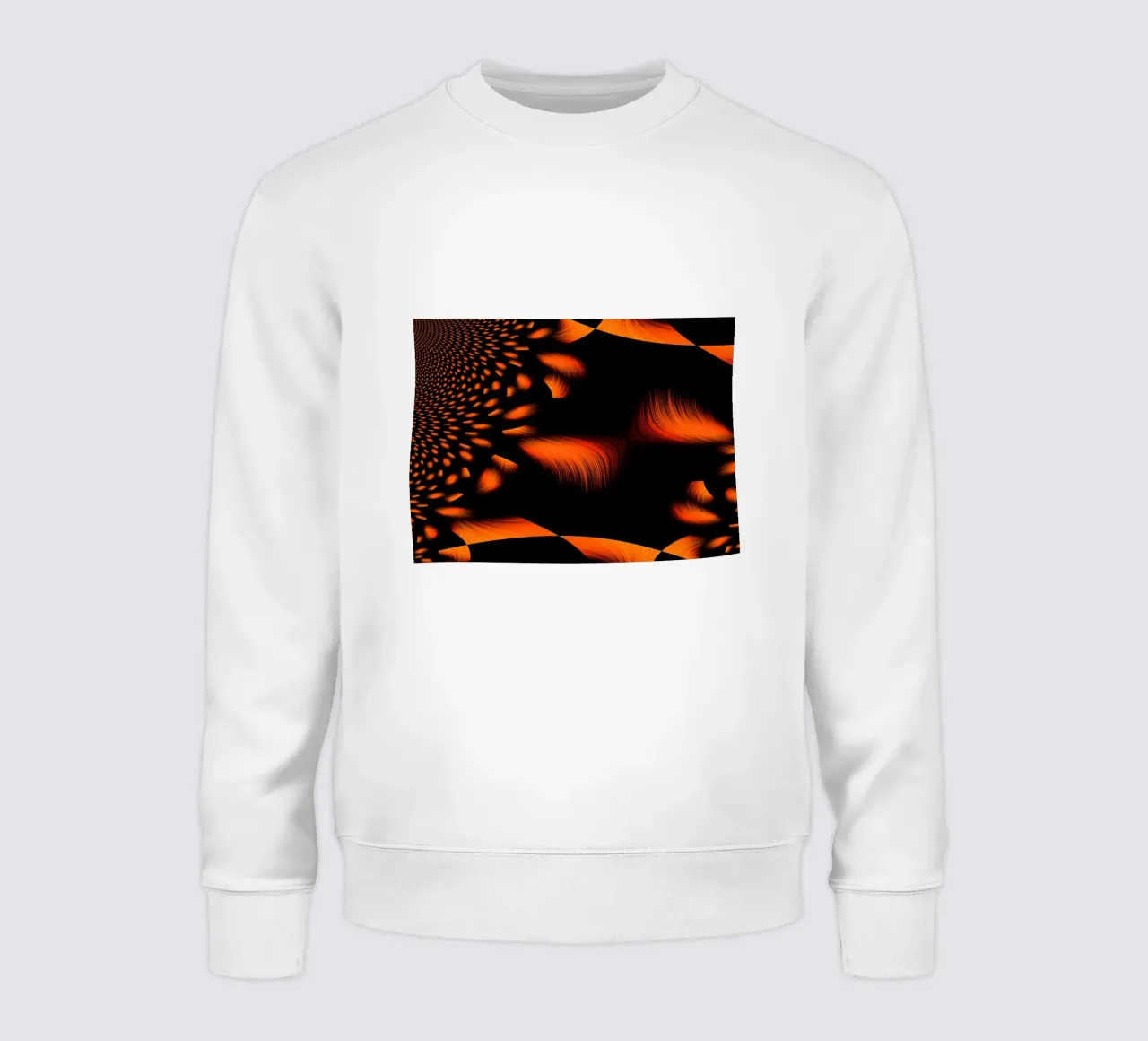 Abstract dynamic fractal pattern orange and black sweatshirt by Something for you