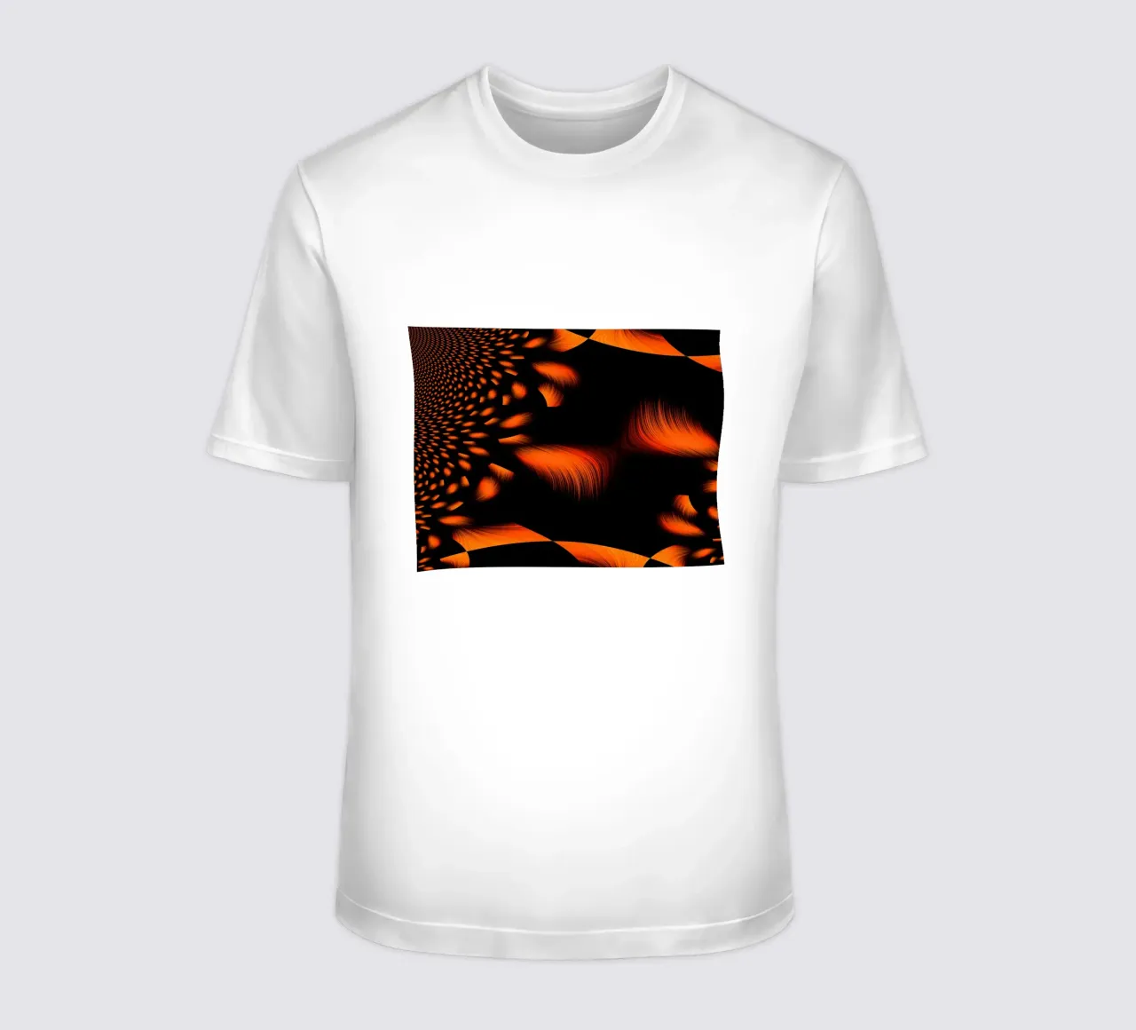 Abstraktes dynamisches fraktales Muster Orange und Schwarz T-Shirt von Something for you