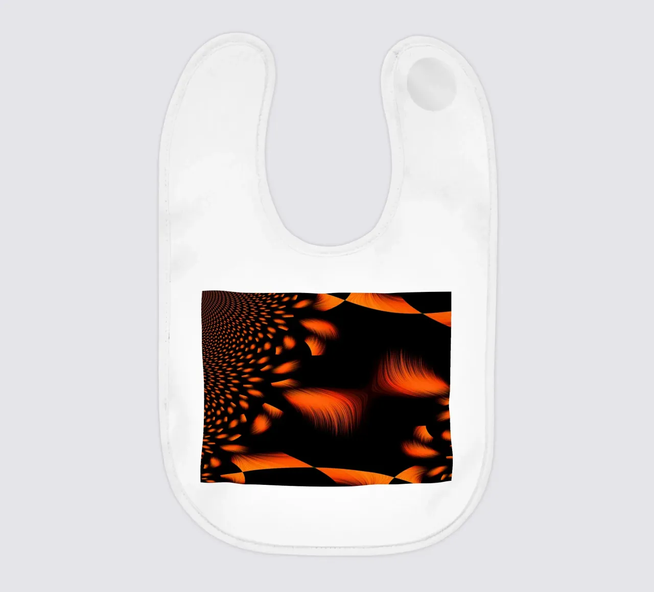 Modello frattale dinamico astratto arancione e nero bavaglino da Something for you