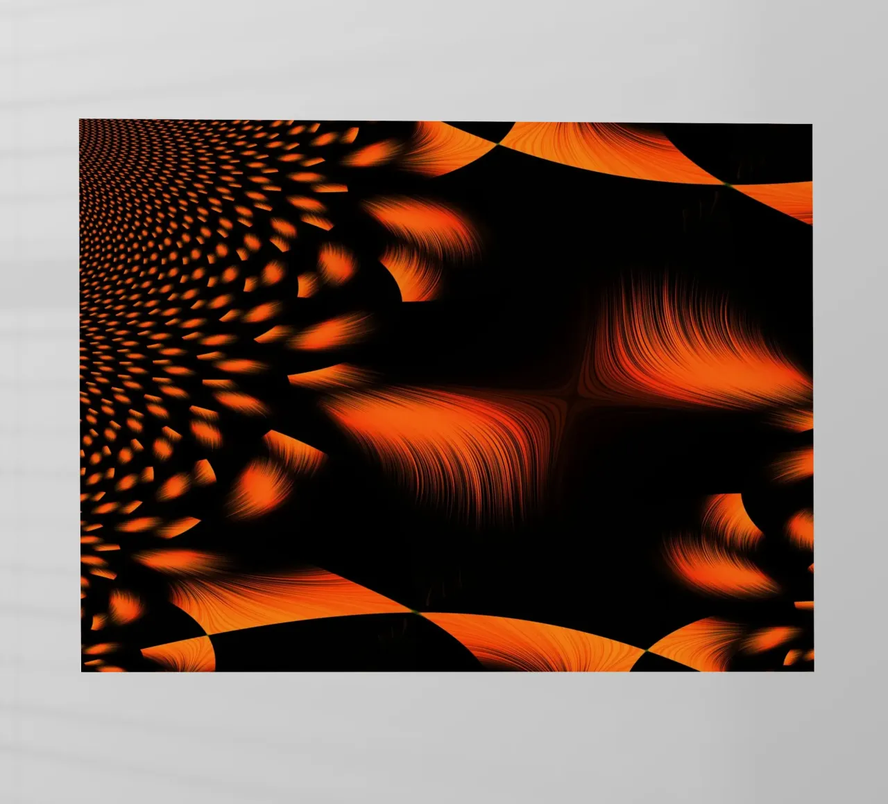 Abstraktes dynamisches fraktales Muster Orange und Schwarz Backlit Folie von Something for you
