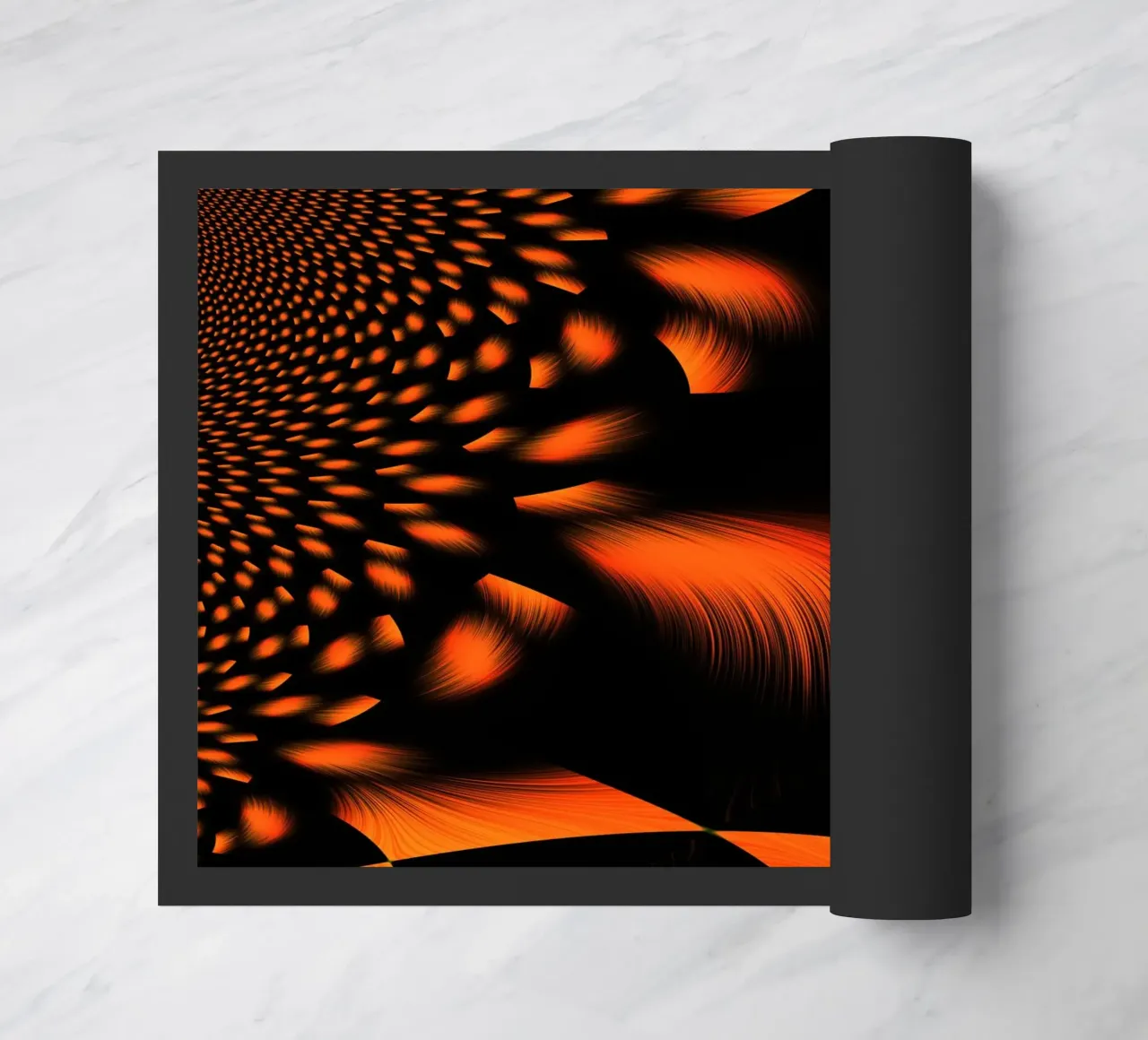 Modello frattale dinamico astratto arancione e nero zerbino da Something for you