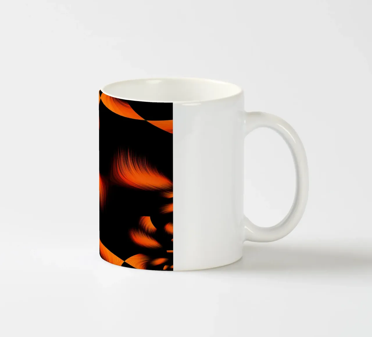 Abstract dynamic fractal pattern orange and black ceramic mug by Something for you