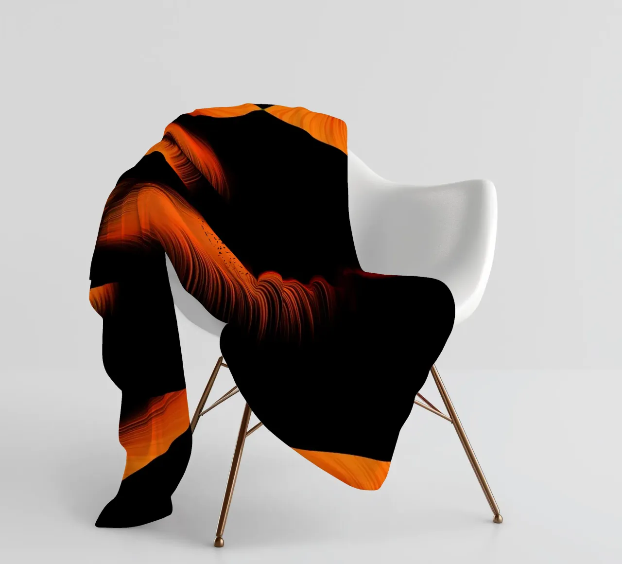 Abstract dynamic fractal pattern orange and black fleece blanket by Something for you