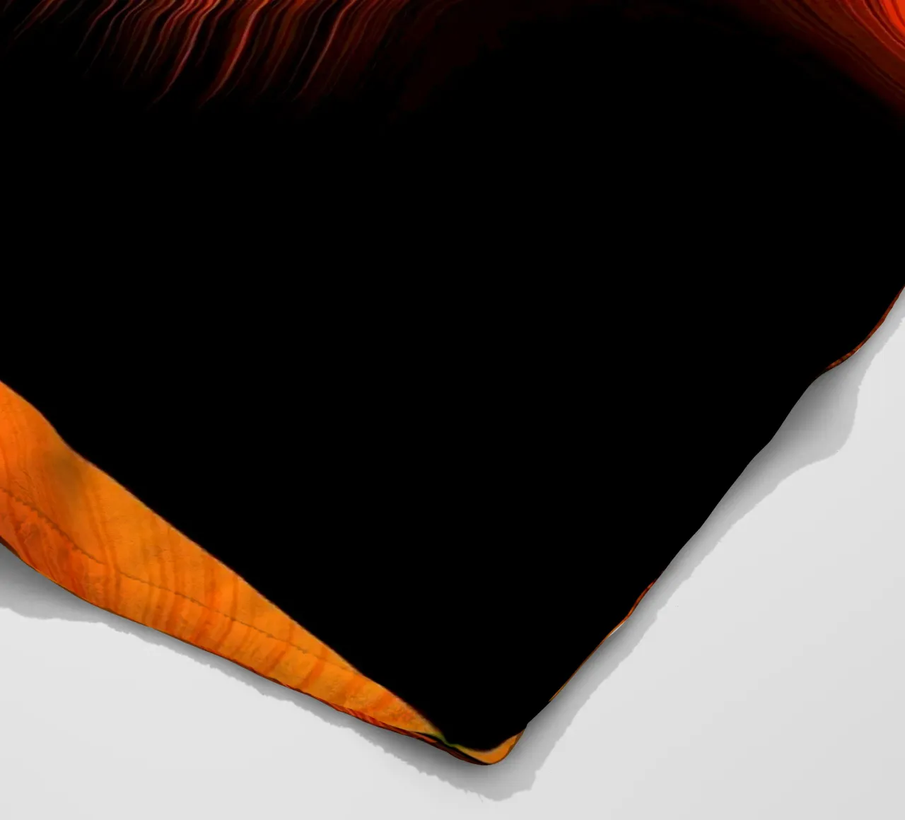 Abstract dynamic fractal pattern orange and black fleece blanket by Something for you