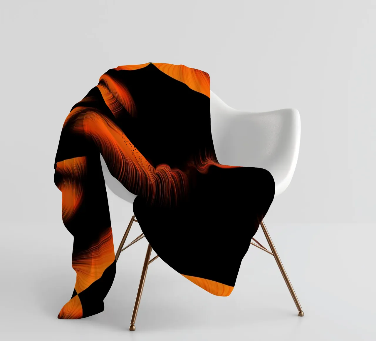 Abstract dynamic fractal pattern orange and black fleece blanket by Something for you