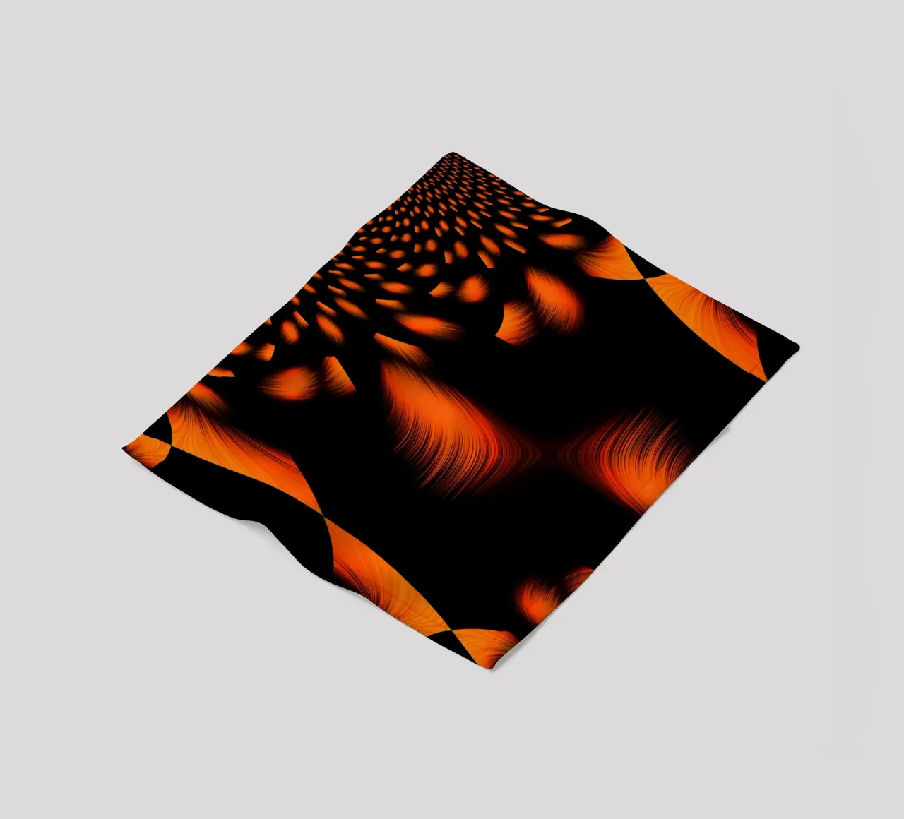 Abstract dynamic fractal pattern orange and black fleece blanket by Something for you