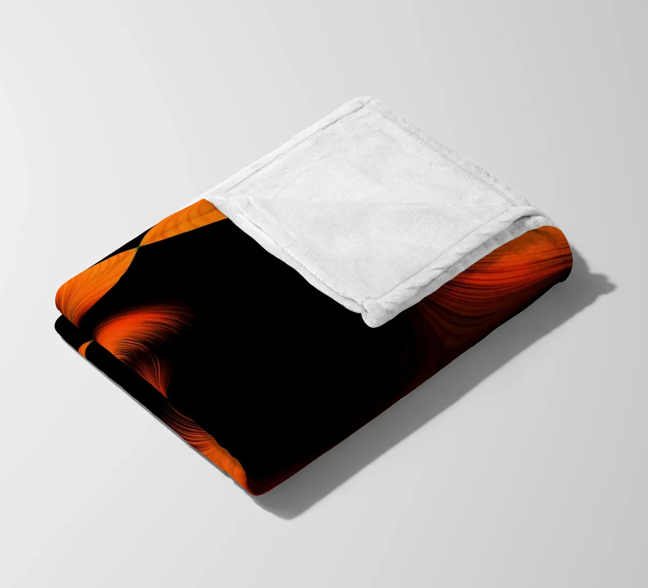Abstract dynamic fractal pattern orange and black fleece blanket by Something for you
