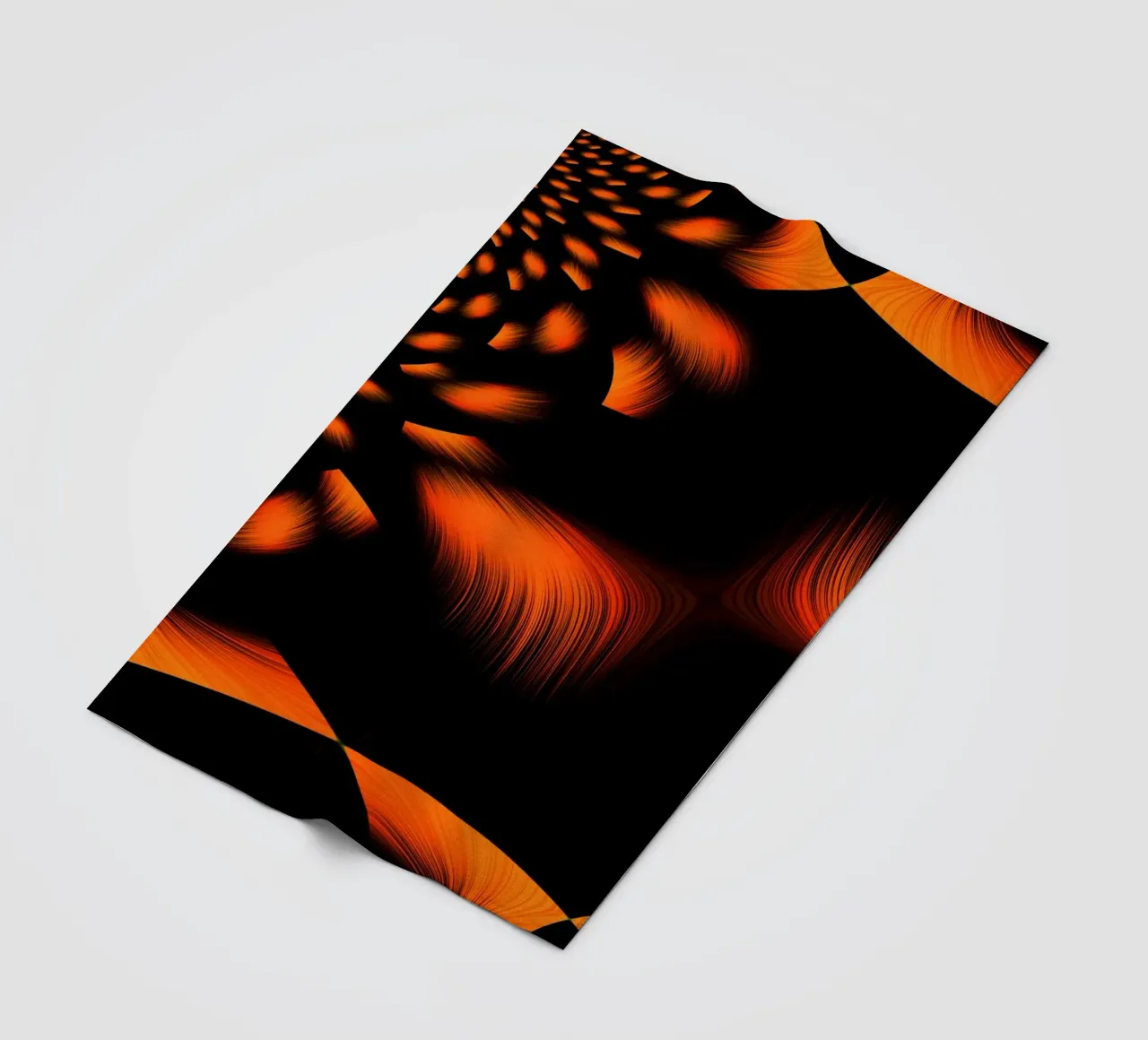 Abstract dynamic fractal pattern orange and black fleece blanket by Something for you