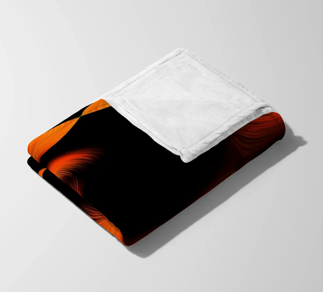 Abstract dynamic fractal pattern orange and black fleece blanket by Something for you