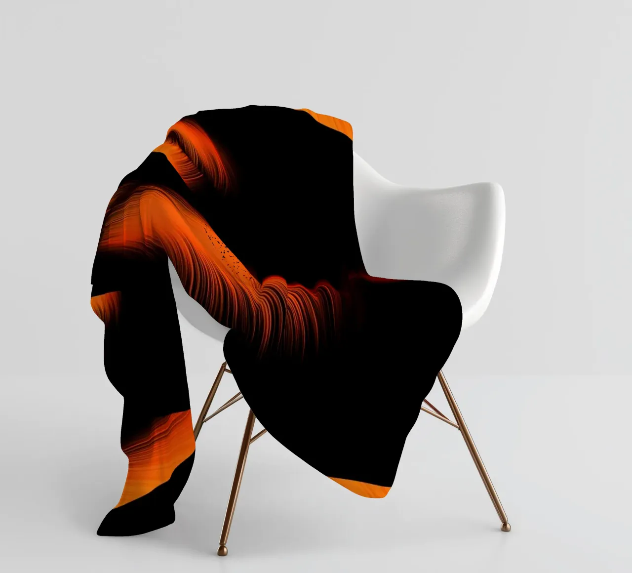 Abstract dynamic fractal pattern orange and black fleece blanket by Something for you