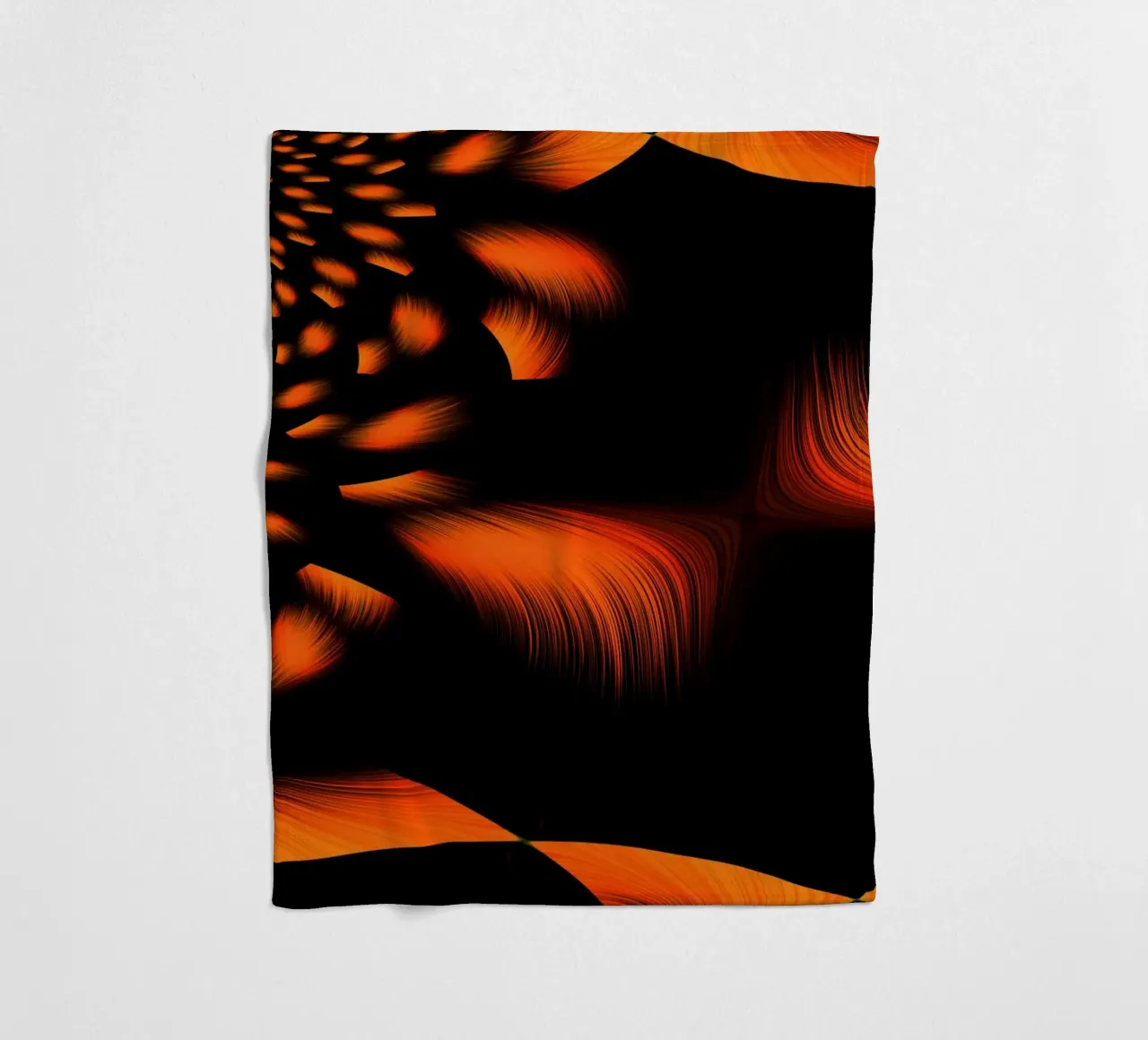 Abstract dynamic fractal pattern orange and black fleece blanket by Something for you