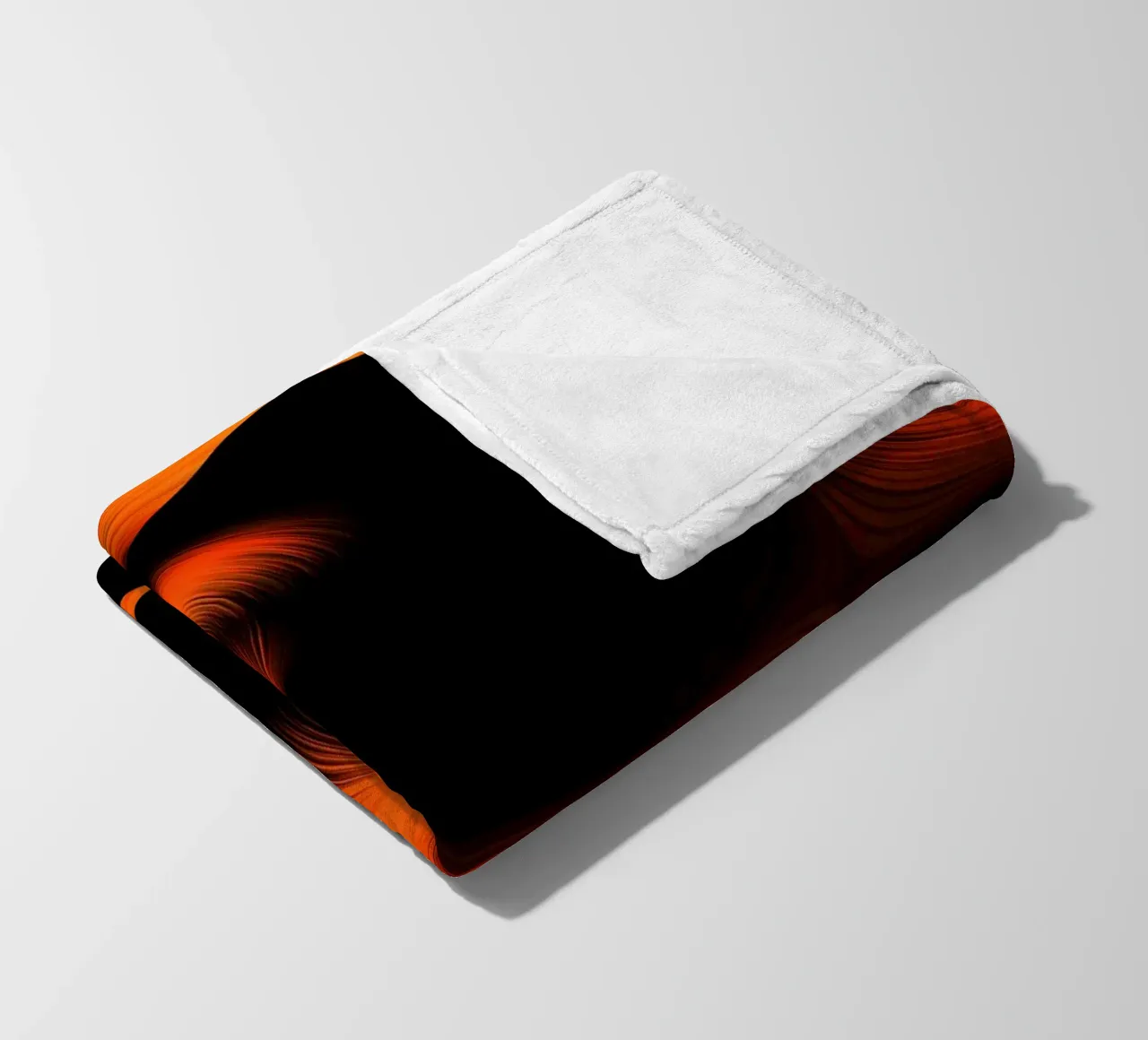 Abstract dynamic fractal pattern orange and black fleece blanket by Something for you