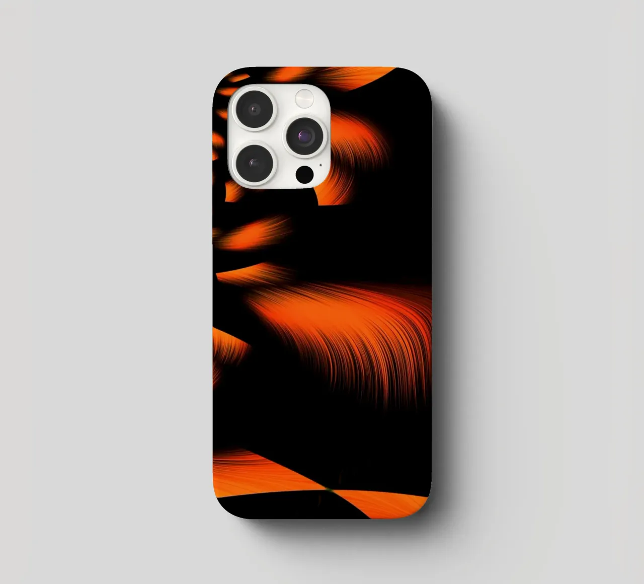 Abstract dynamic fractal pattern orange and black iphone case by Something for you