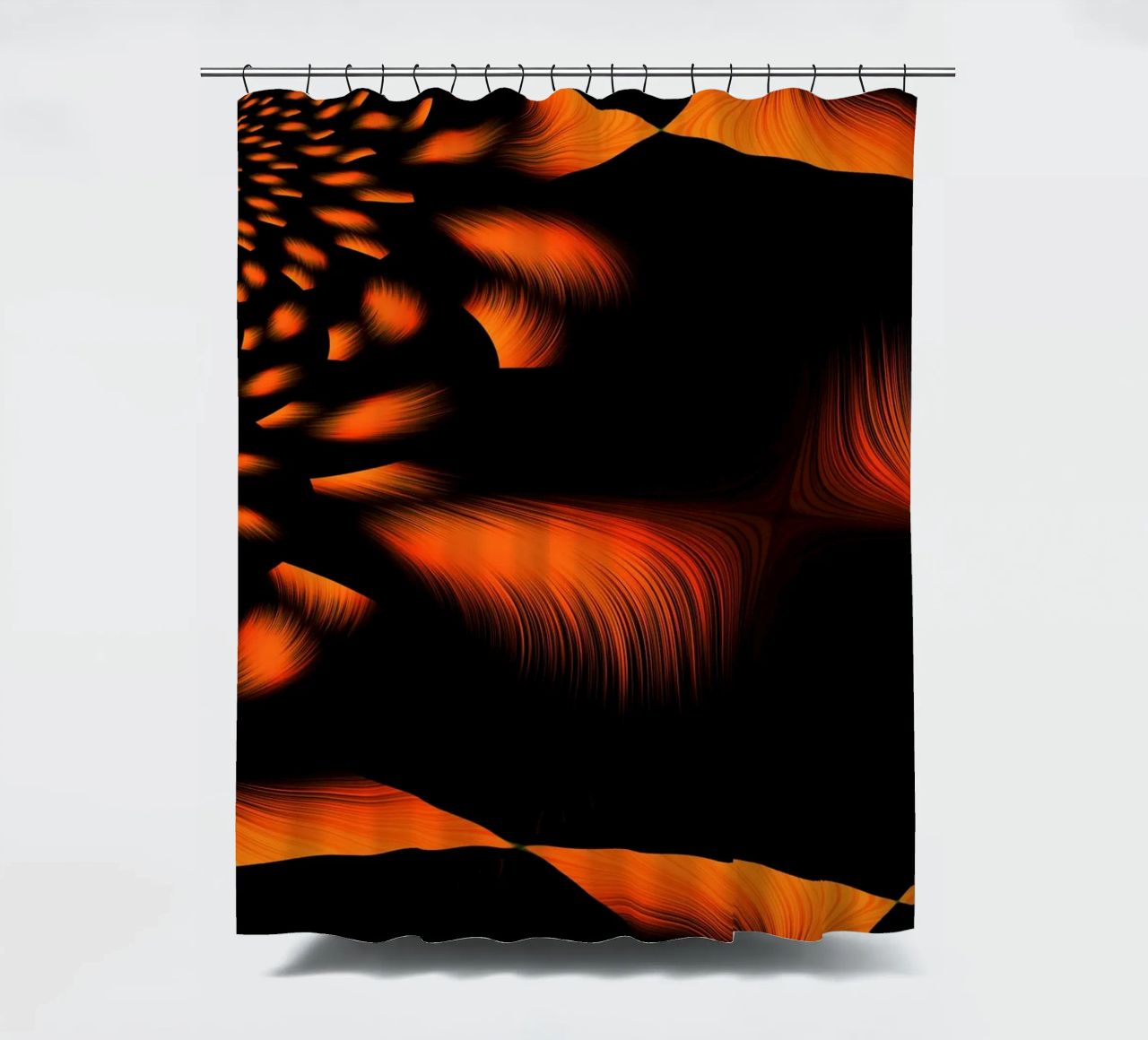 Abstraktes dynamisches fraktales Muster Orange und Schwarz Duschvorhang von Something for you