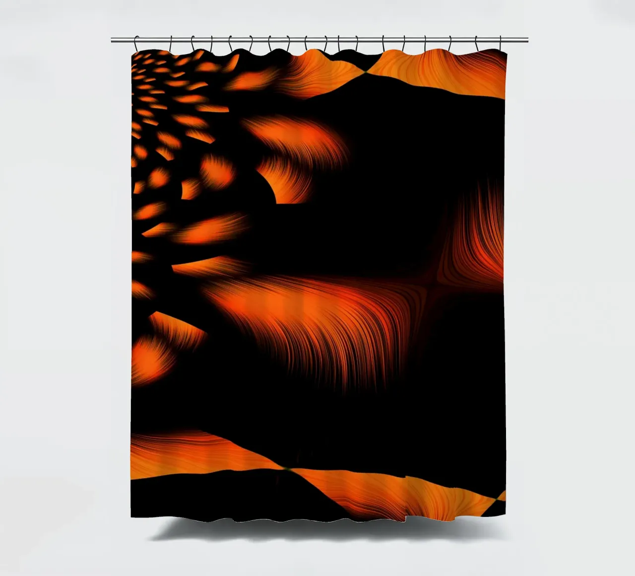 Motif fractal dynamique abstrait Orange et noir rideau de douche de Something for you