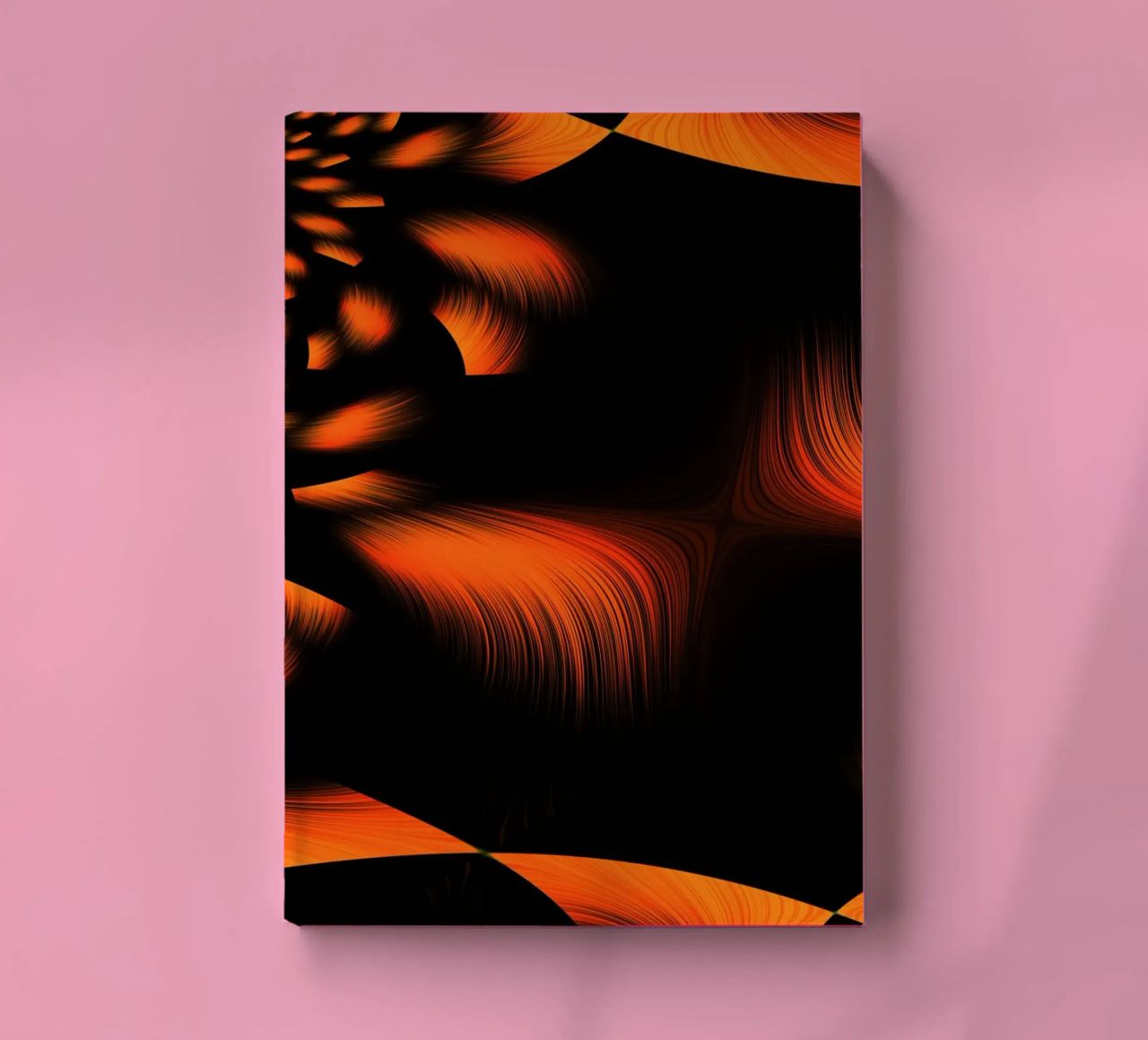 Abstract dynamic fractal pattern orange and black notebook by Something for you