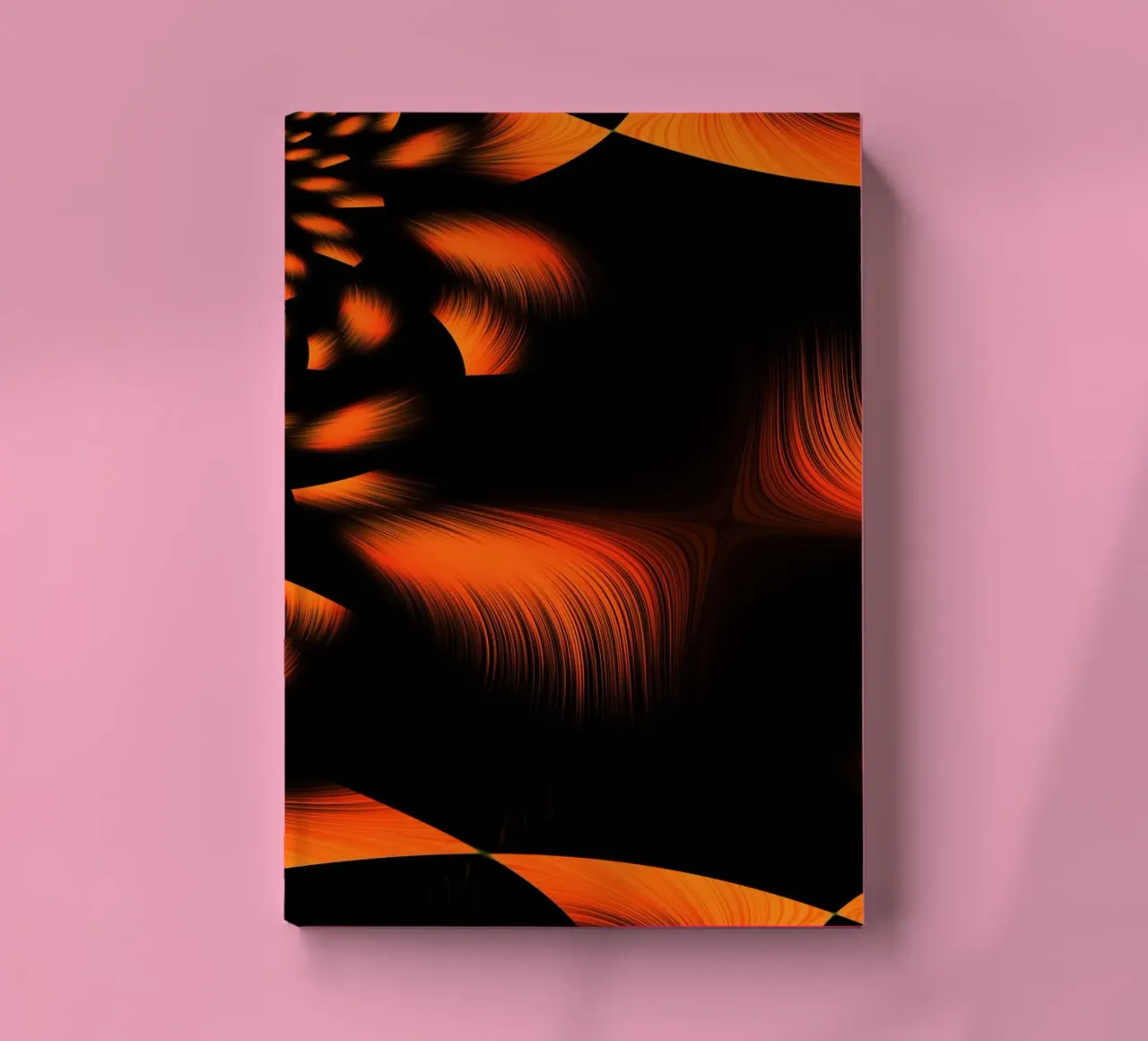 Motif fractal dynamique abstrait Orange et noir carnet de notes de Something for you