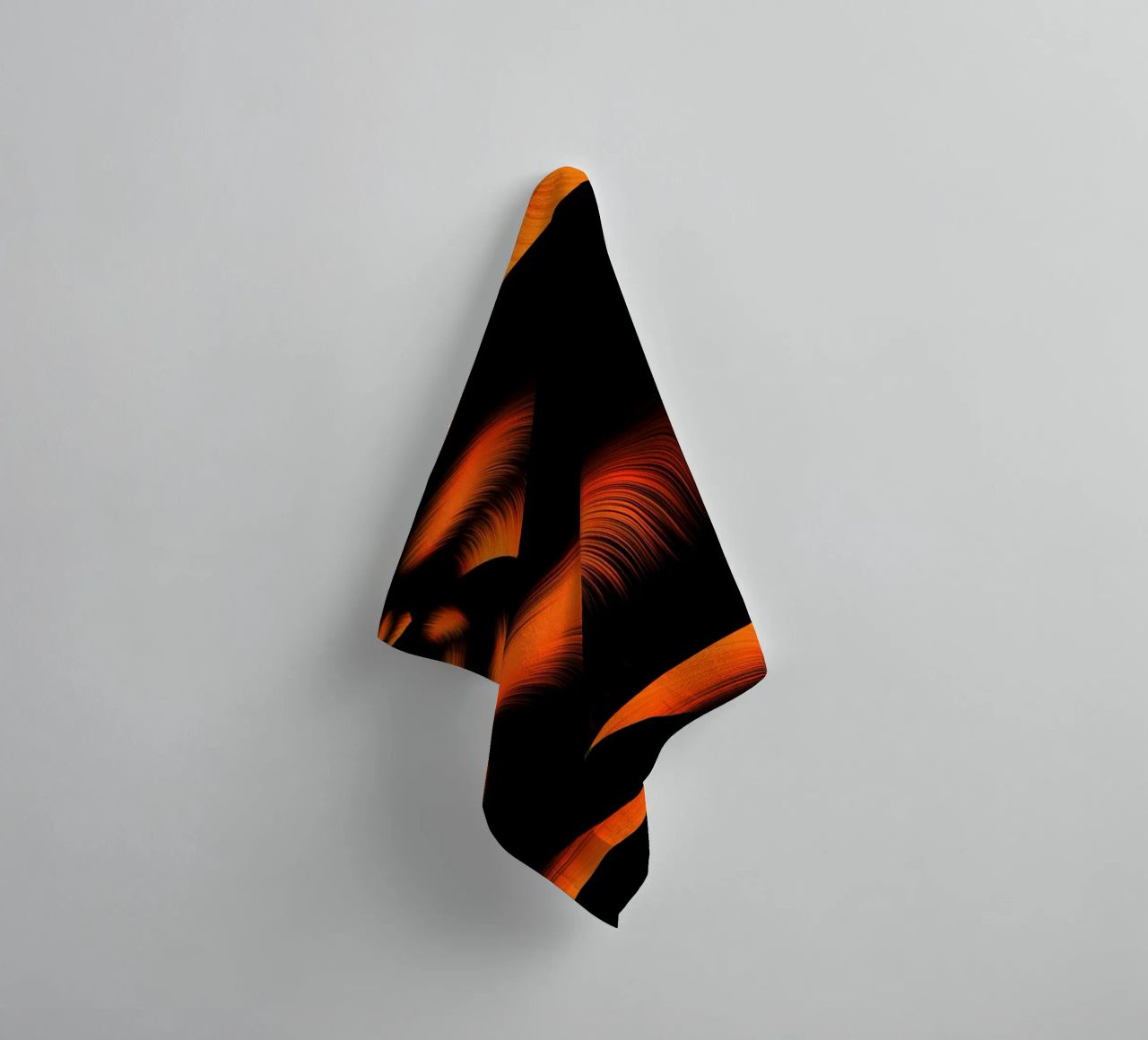 Abstract dynamic fractal pattern orange and black towel by Something for you