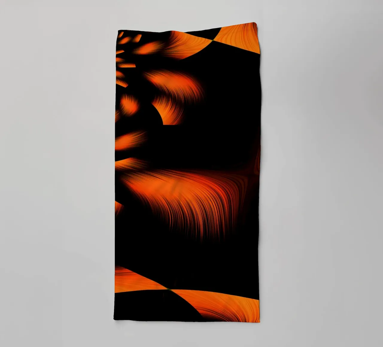 Abstract dynamic fractal pattern orange and black towel by Something for you