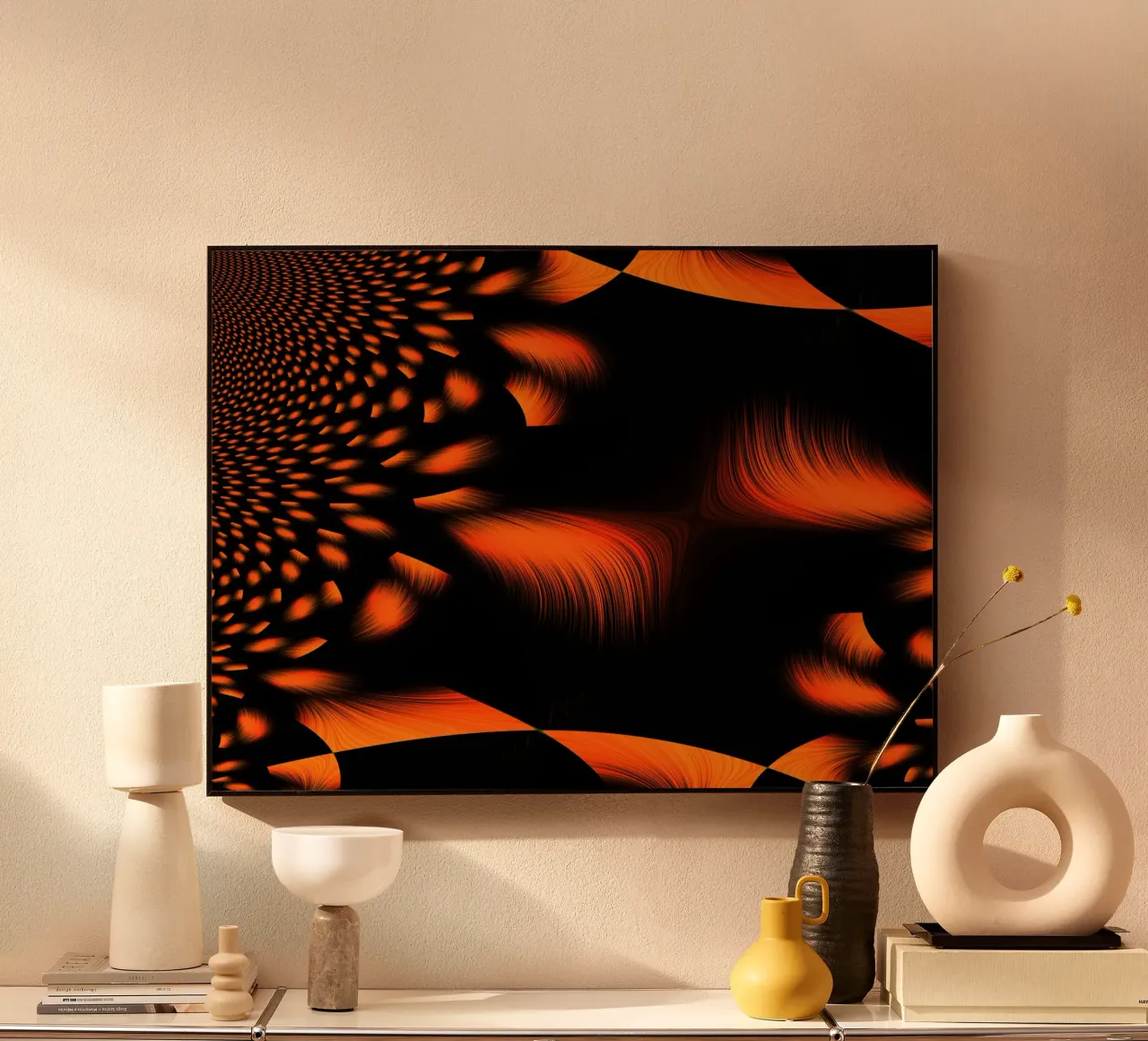 Abstract dynamic fractal pattern orange and black alu-dibond by Something for you