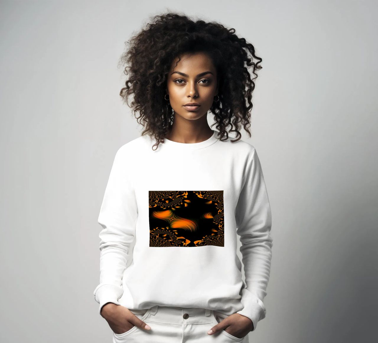 Abstract dynamic pattern, fractal movements orange sweatshirt by Something for you