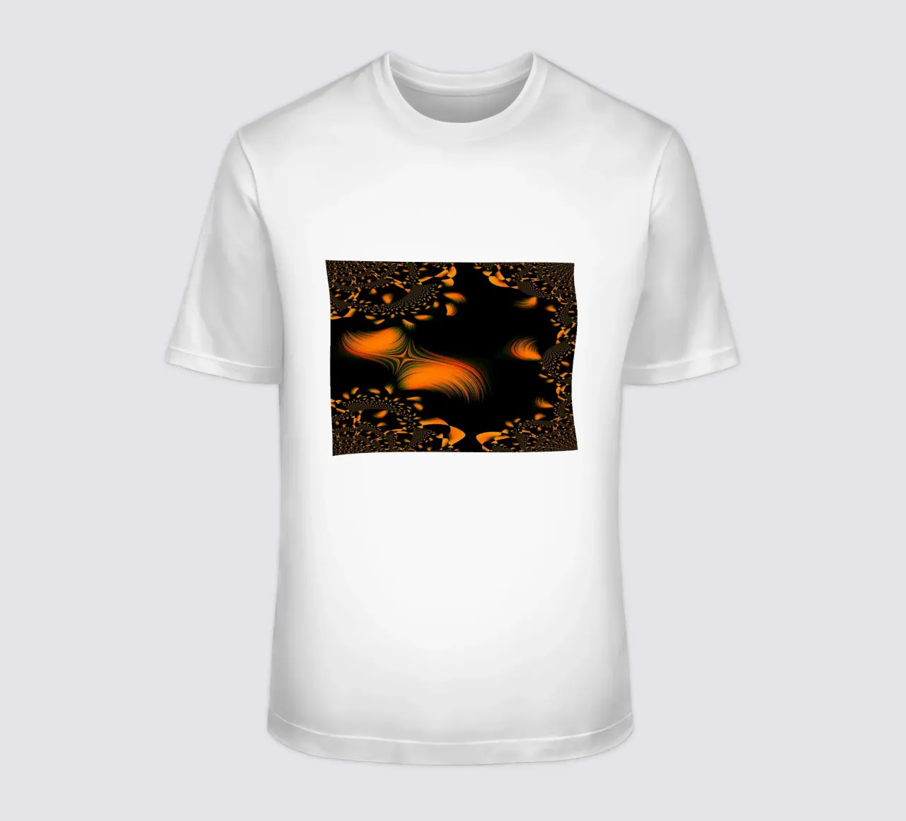 Abstract dynamic pattern, fractal movements orange t-shirt by Something for you