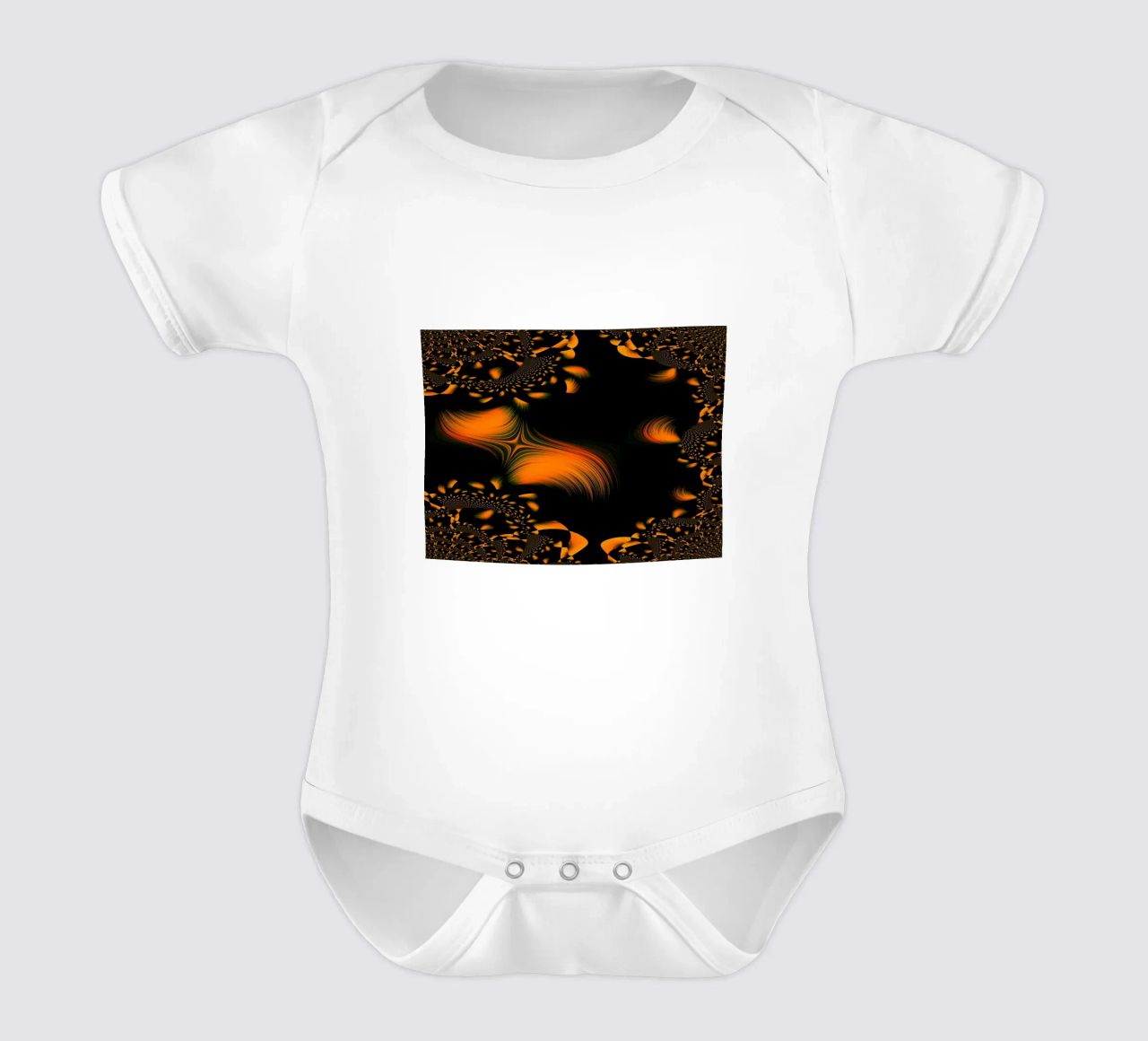 Abstract dynamic pattern, fractal movements orange short-sleeve baby romper by Something for you