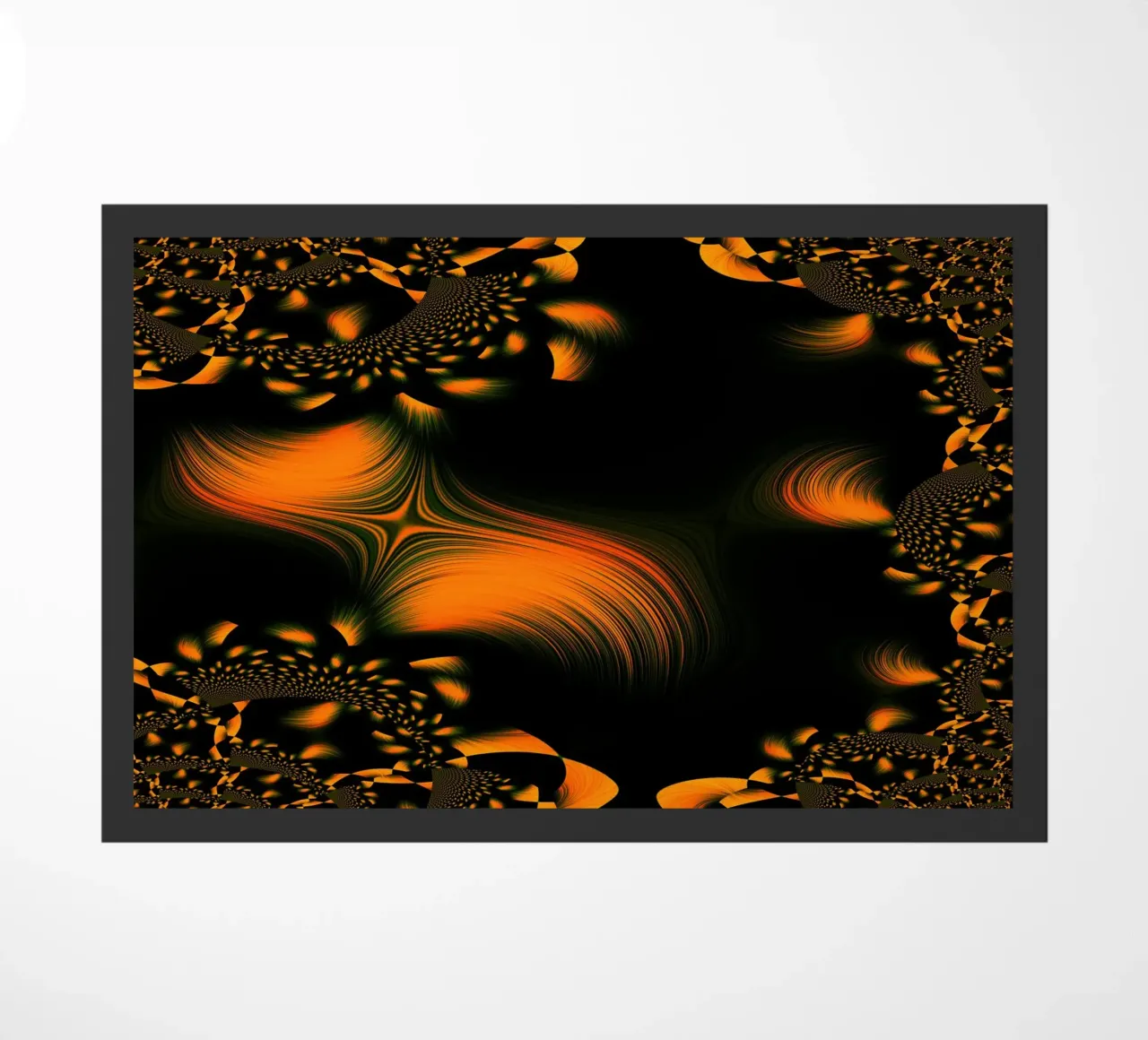 Abstract dynamic pattern, fractal movements orange doormat by Something for you