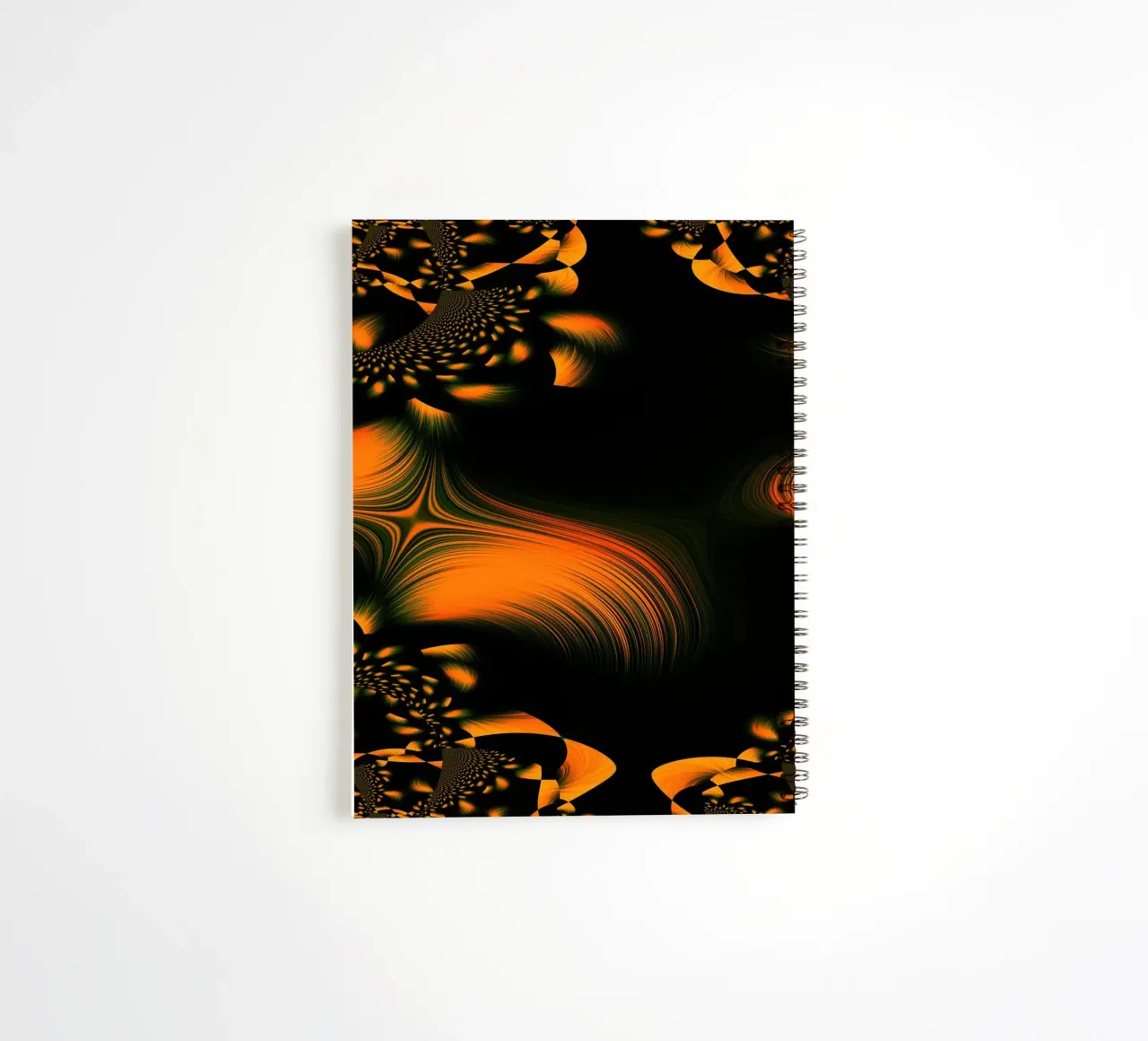 Abstract dynamic pattern, fractal movements orange spiral notebook by Something for you