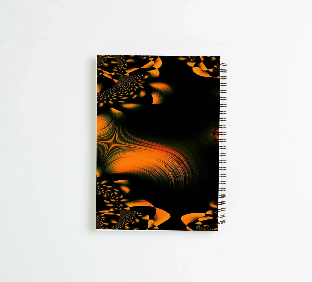 Abstract dynamic pattern, fractal movements orange spiral notebook by Something for you
