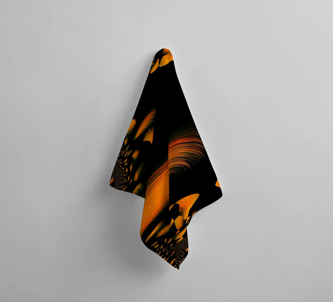 Abstract dynamic pattern, fractal movements orange towel by Something for you
