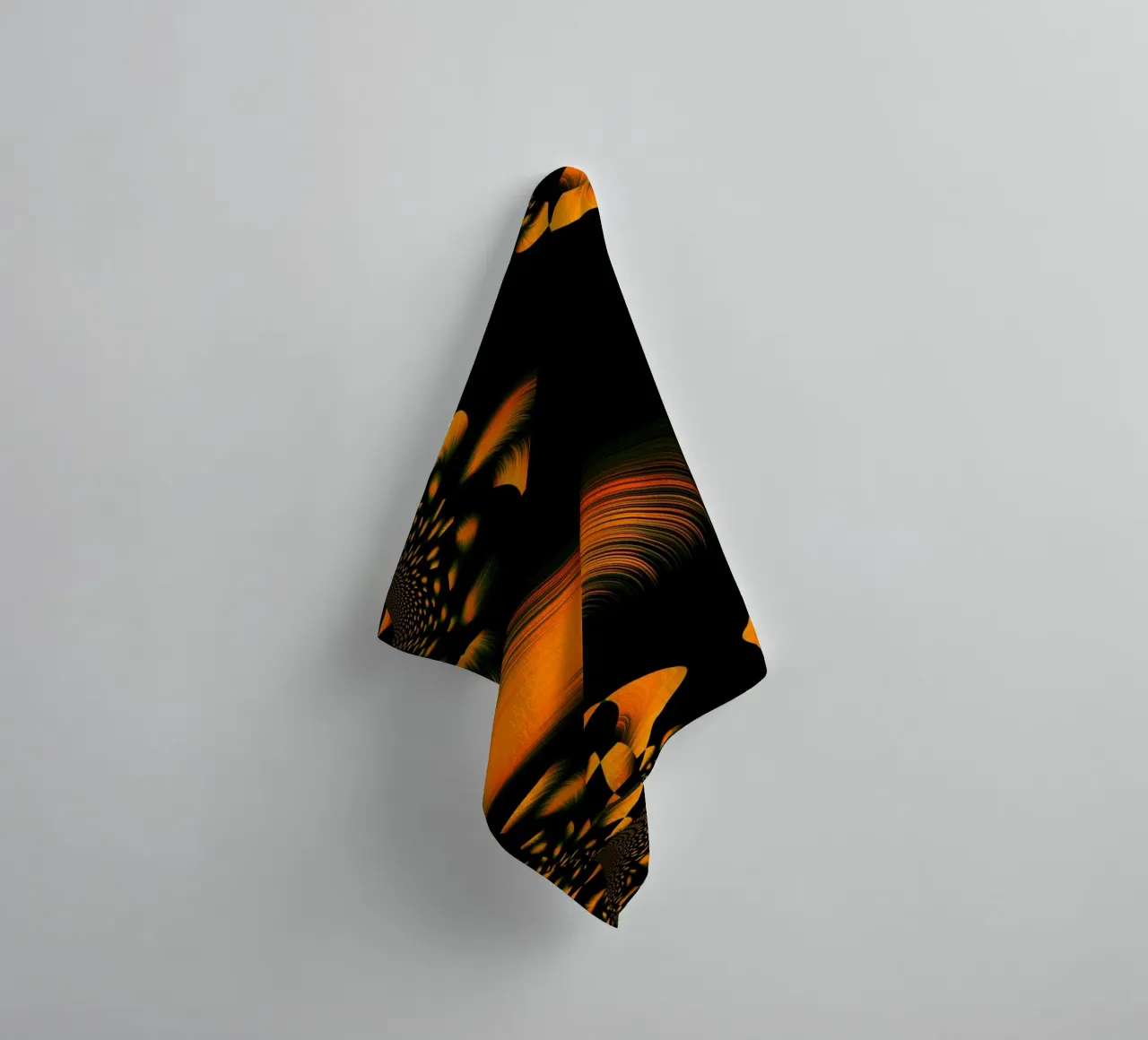Abstract dynamic pattern, fractal movements orange towel by Something for you
