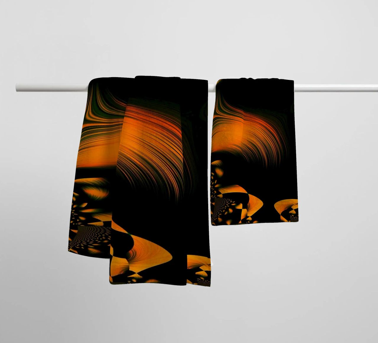 Abstract dynamic pattern, fractal movements orange towel by Something for you