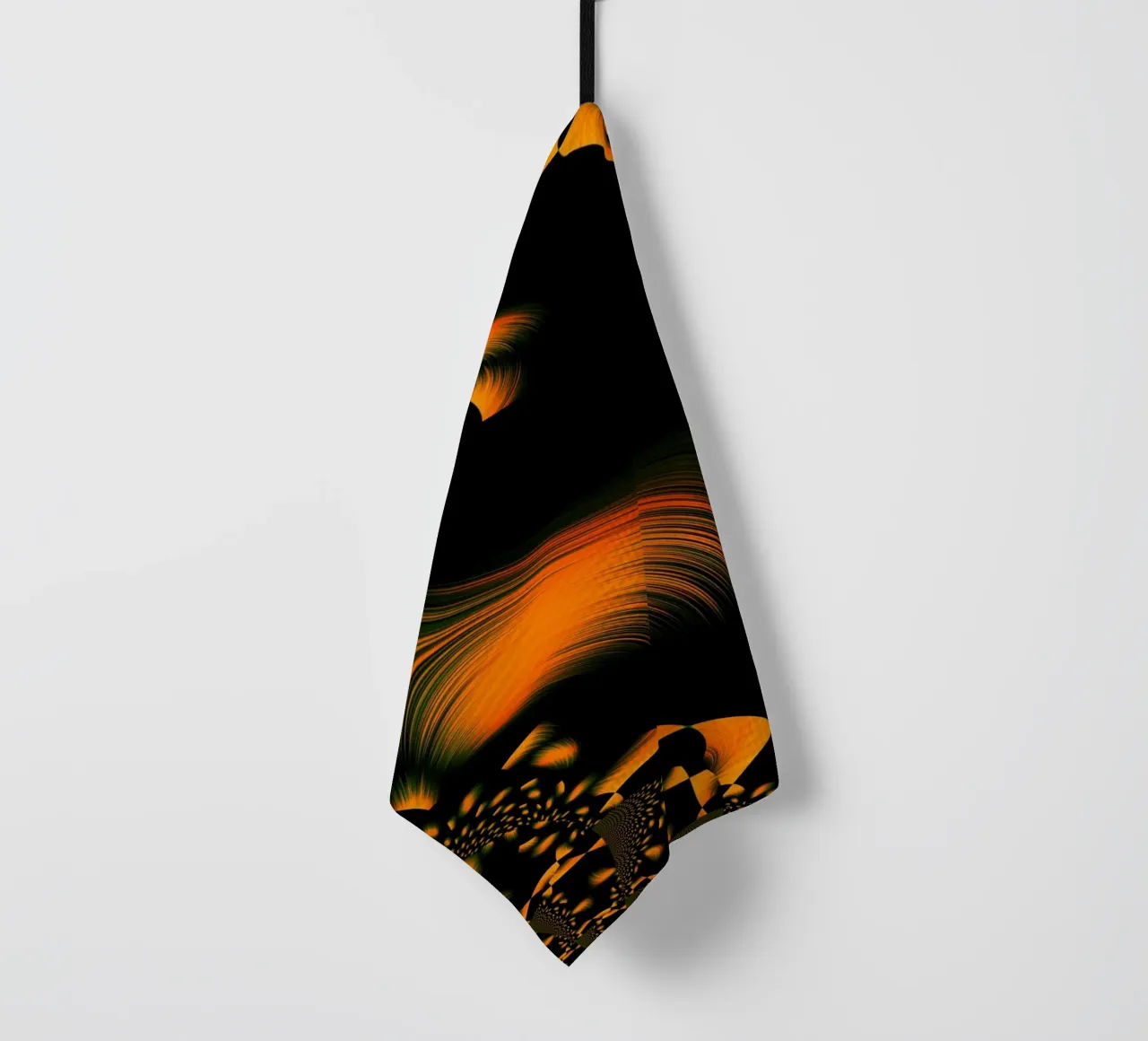 Abstract dynamic pattern, fractal movements orange tea towel by Something for you