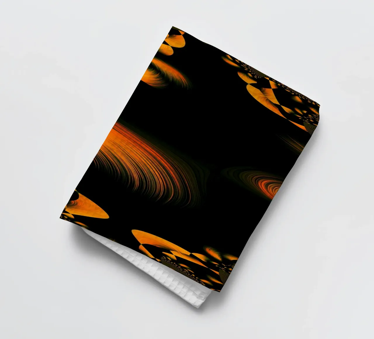 Abstract dynamic pattern, fractal movements orange tea towel by Something for you