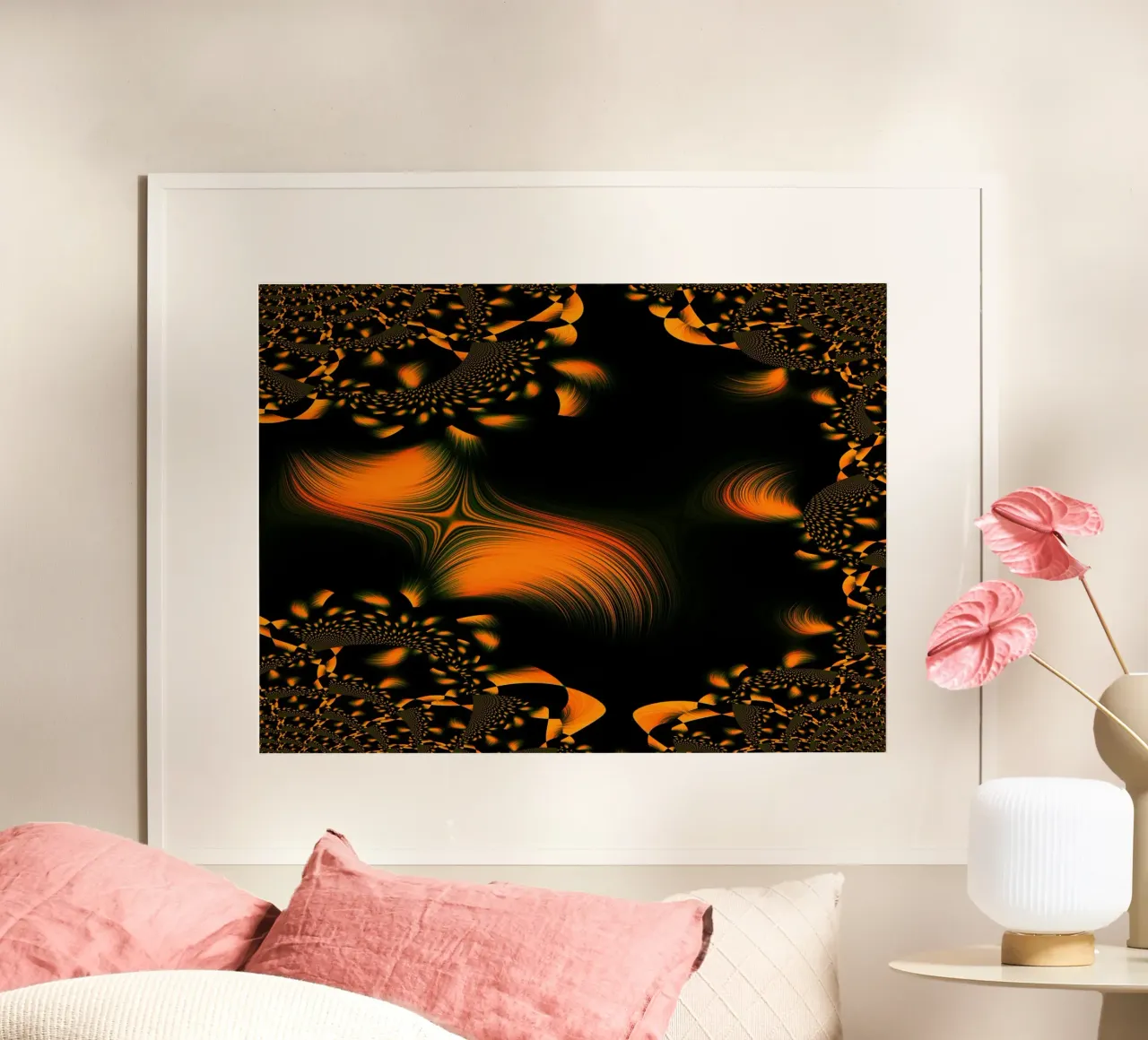 Modello dinamico astratto, movimenti frattali arancioni carta hahnemühle da Something for you