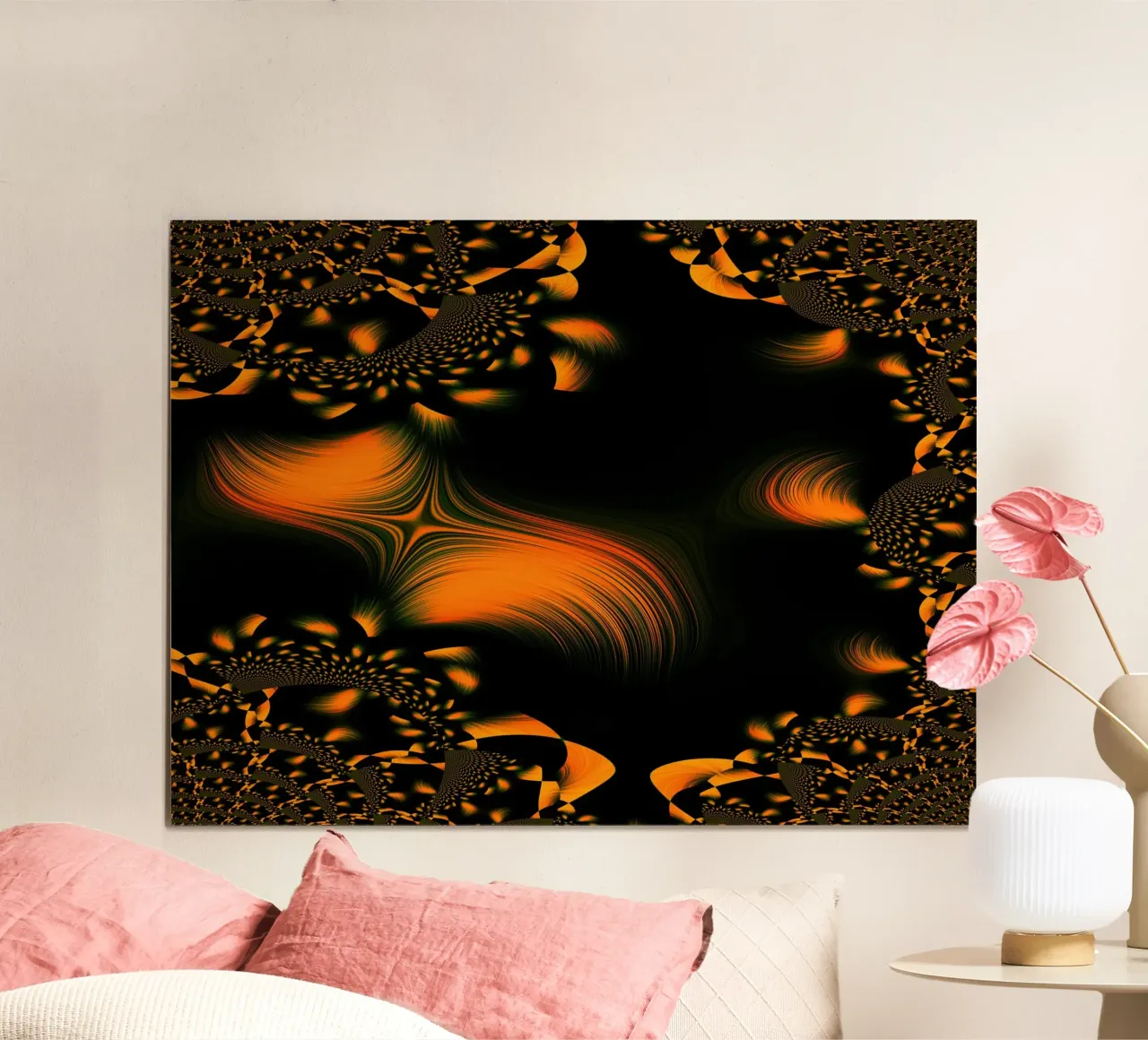 Modello dinamico astratto, movimenti frattali arancioni carta hahnemühle da Something for you